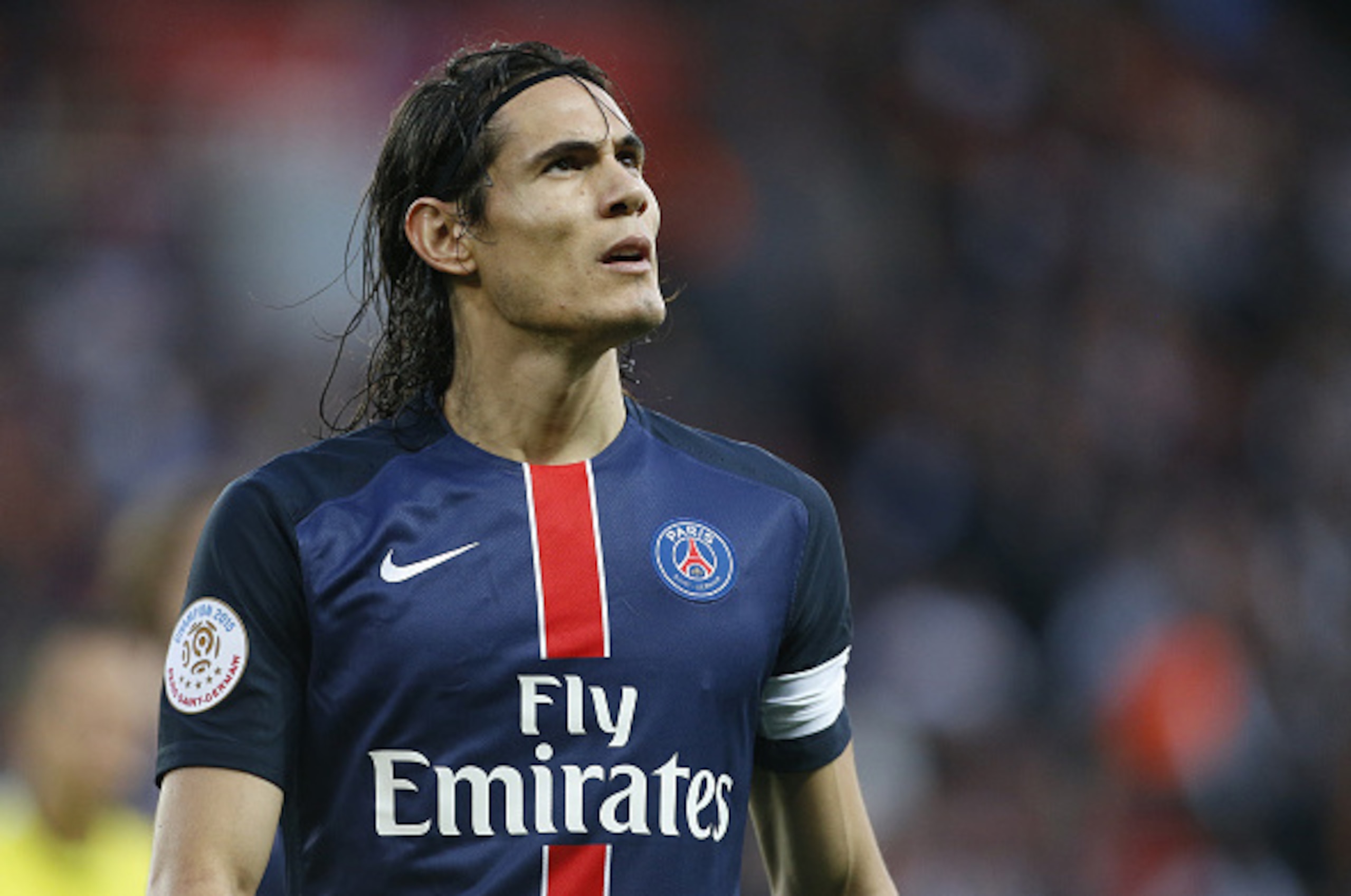PARIS, FRANCE - NOVEMBER 7: Edinson Cavani of PSG looks on during the French Ligue 1 match between Paris Saint-Germain (PSG) and Toulouse FC (TFC) at Parc des Princes stadium on November 7, 2015 in Paris, France. (Photo by Jean Catuffe/Getty Images)