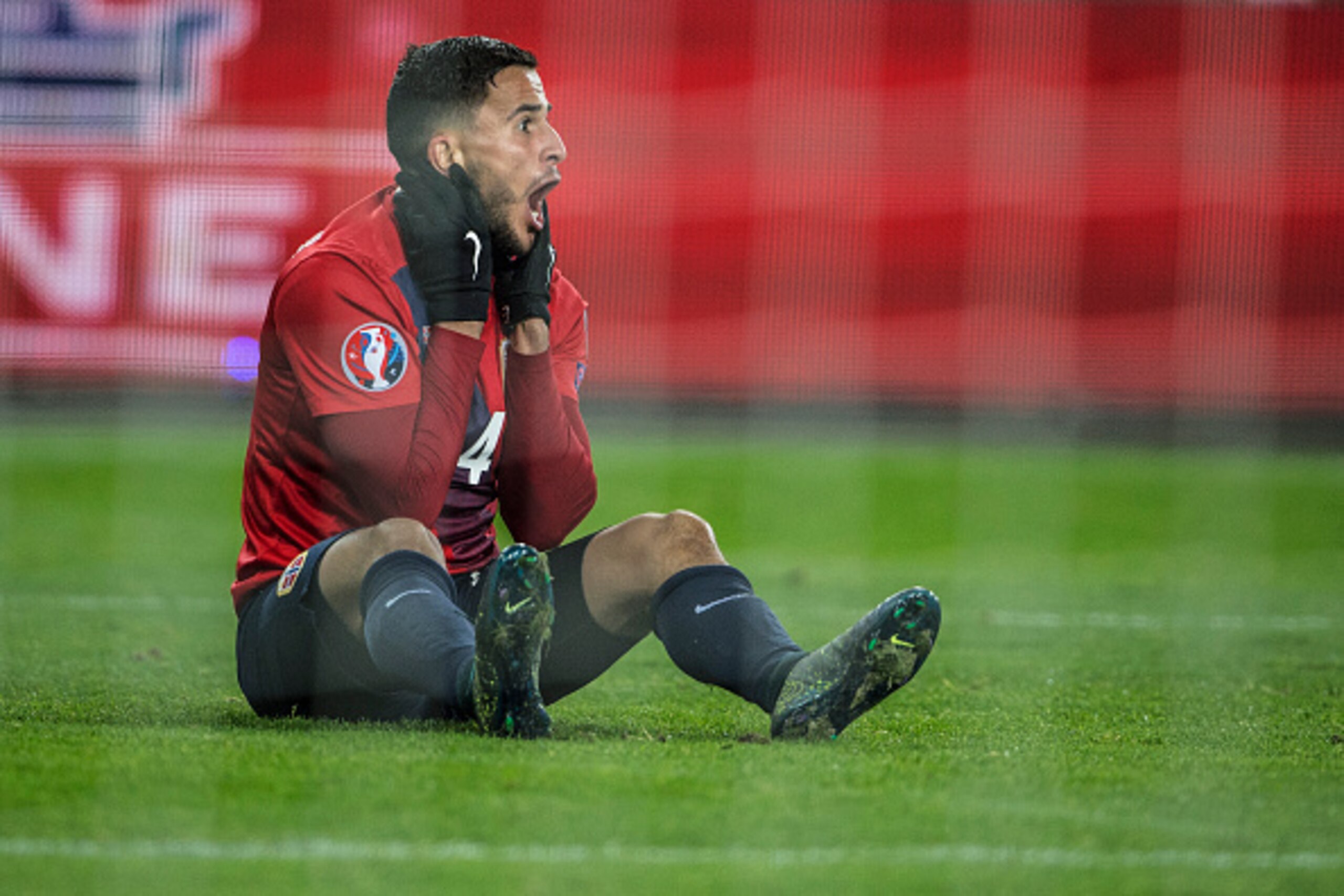OSLO, NORWAY - NOVEMBER 12: Omar Elabdellaoui  of Norway  during the Euro 2016 Qualifier between Norway and Hungary at the Ullevaal Stadion  on November 12, 2015 in Oslo, Norway.  (Photo by Trond Tandberg/Getty Images)