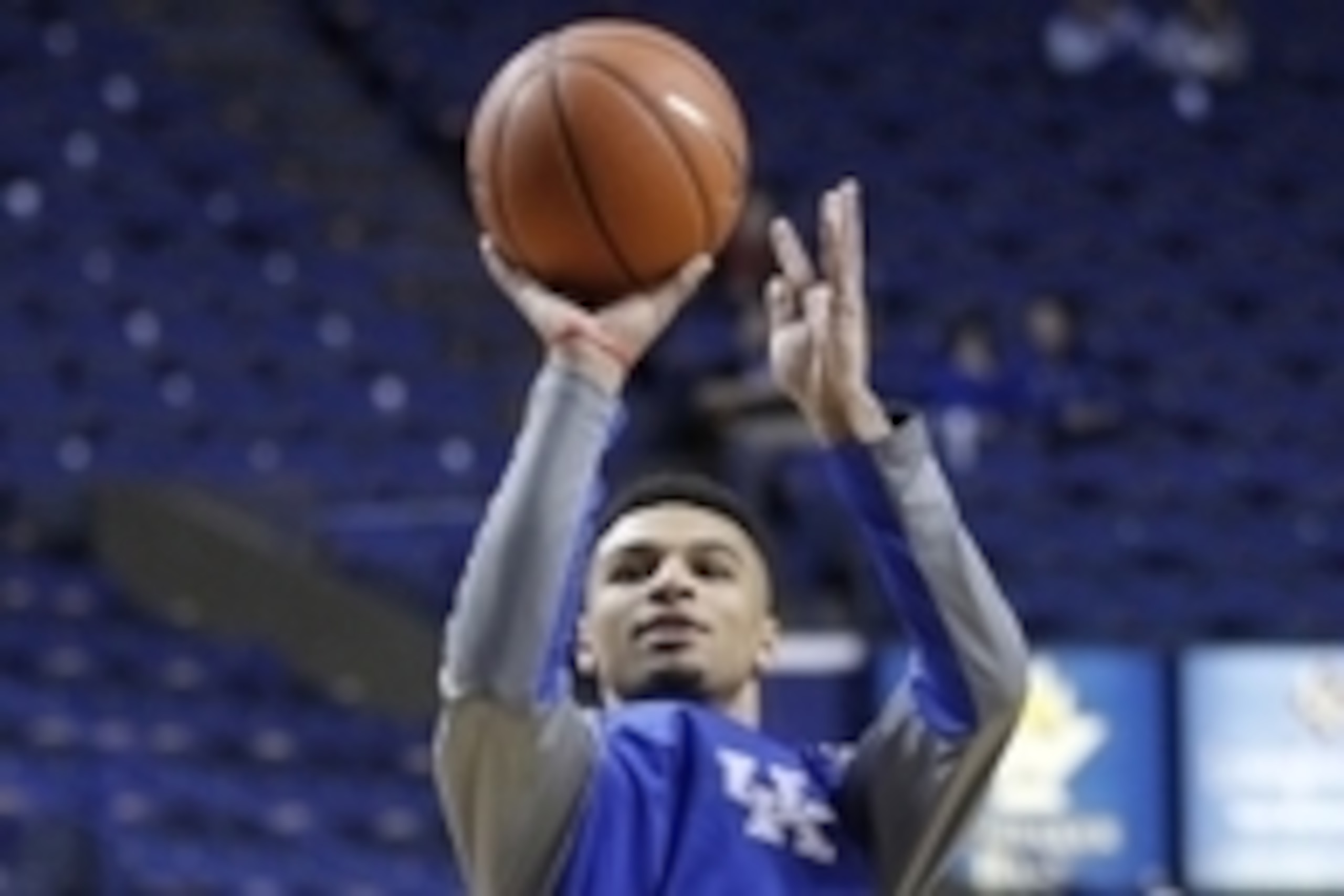 Nov 13, 2015; Lexington, KY, USA; Kentucky Wildcats guard Jamal Murray (23) warms up before the game against the Albany Great Danes at Rupp Arena. Mandatory Credit: Mark Zerof-USA TODAY Sports