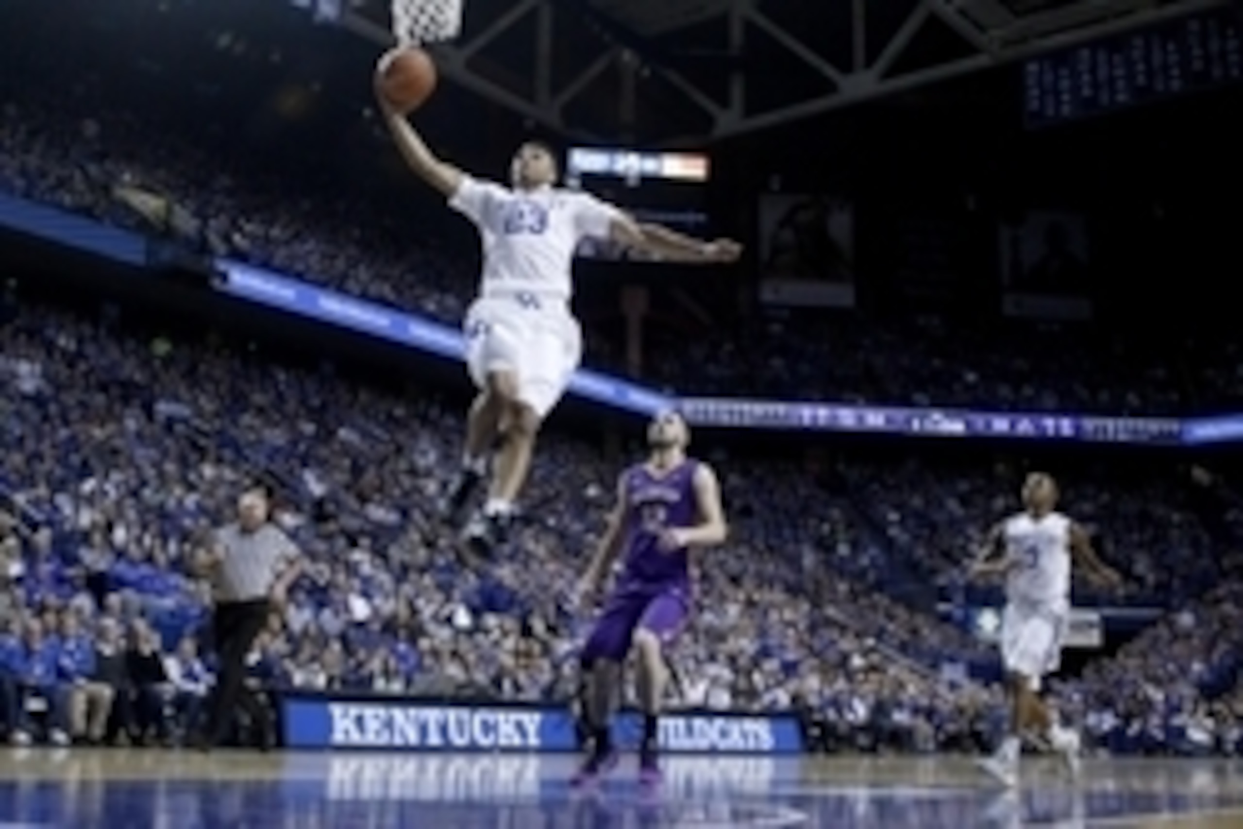 Nov 13, 2015; Lexington, KY, USA; Kentucky Wildcats guard Jamal Murray (23) goes up for a dunk against the Albany Great Danes in the second half of the game at Rupp Arena. Mandatory Credit: Mark Zerof-USA TODAY Sports