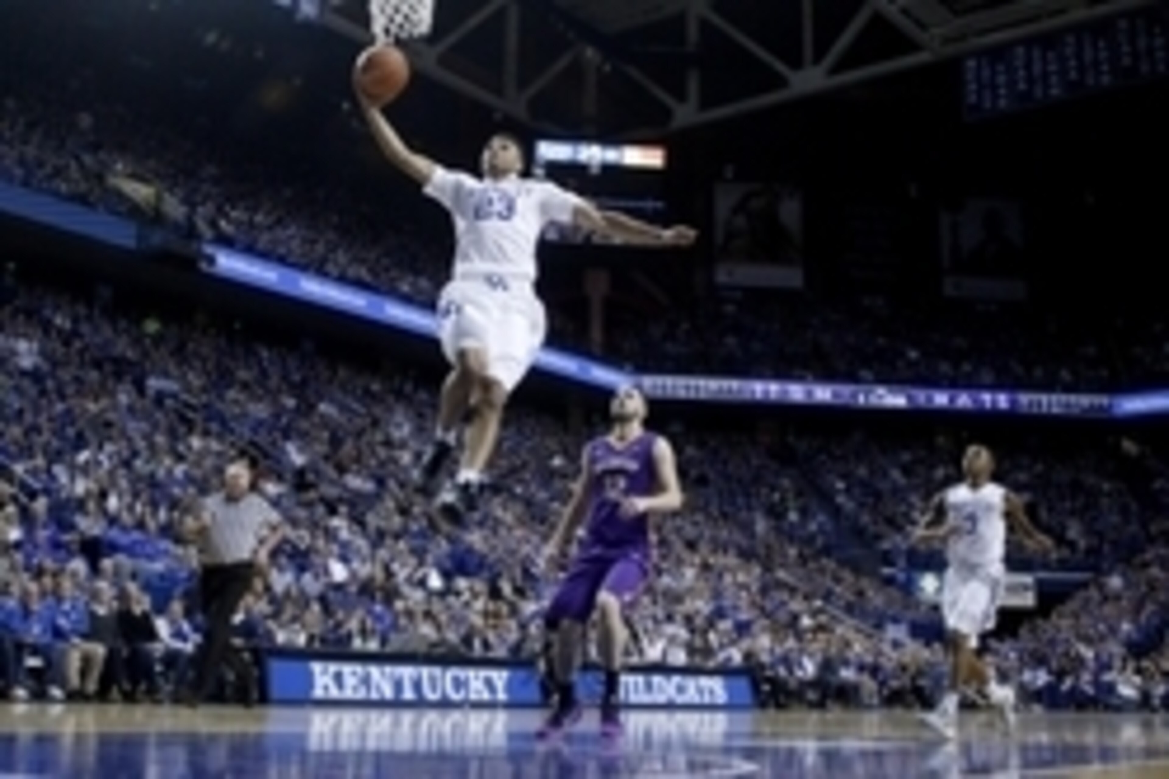 Nov 13, 2015; Lexington, KY, USA; Kentucky Wildcats guard Jamal Murray (23) goes up for a dunk against the Albany Great Danes in the second half of the game at Rupp Arena. Mandatory Credit: Mark Zerof-USA TODAY Sports