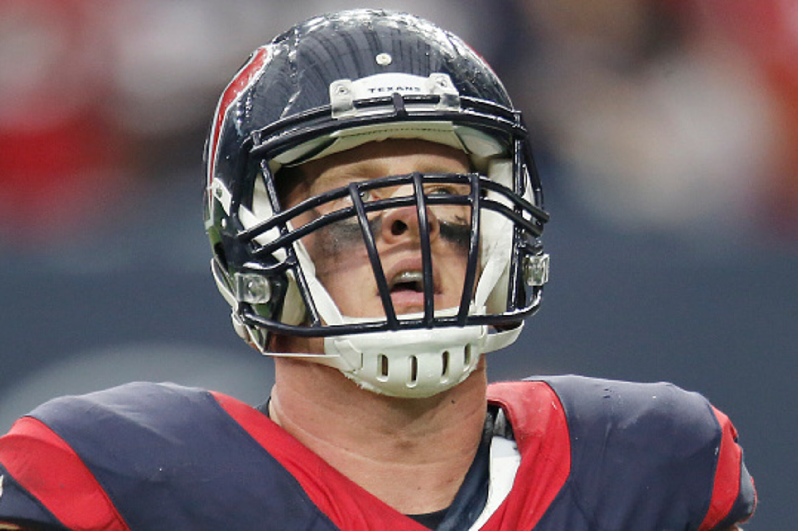 HOUSTON, TX - NOVEMBER 01: J.J. Watt #99 of the Houston Texans celebrates sacking Zach Mettenberger #7 of the Tennessee Titans (not pictured) in the third  quarter on November 1, 2015 at NRG Stadium in Houston, Texas. The Texans won 20 to 6.(Photo by Thom