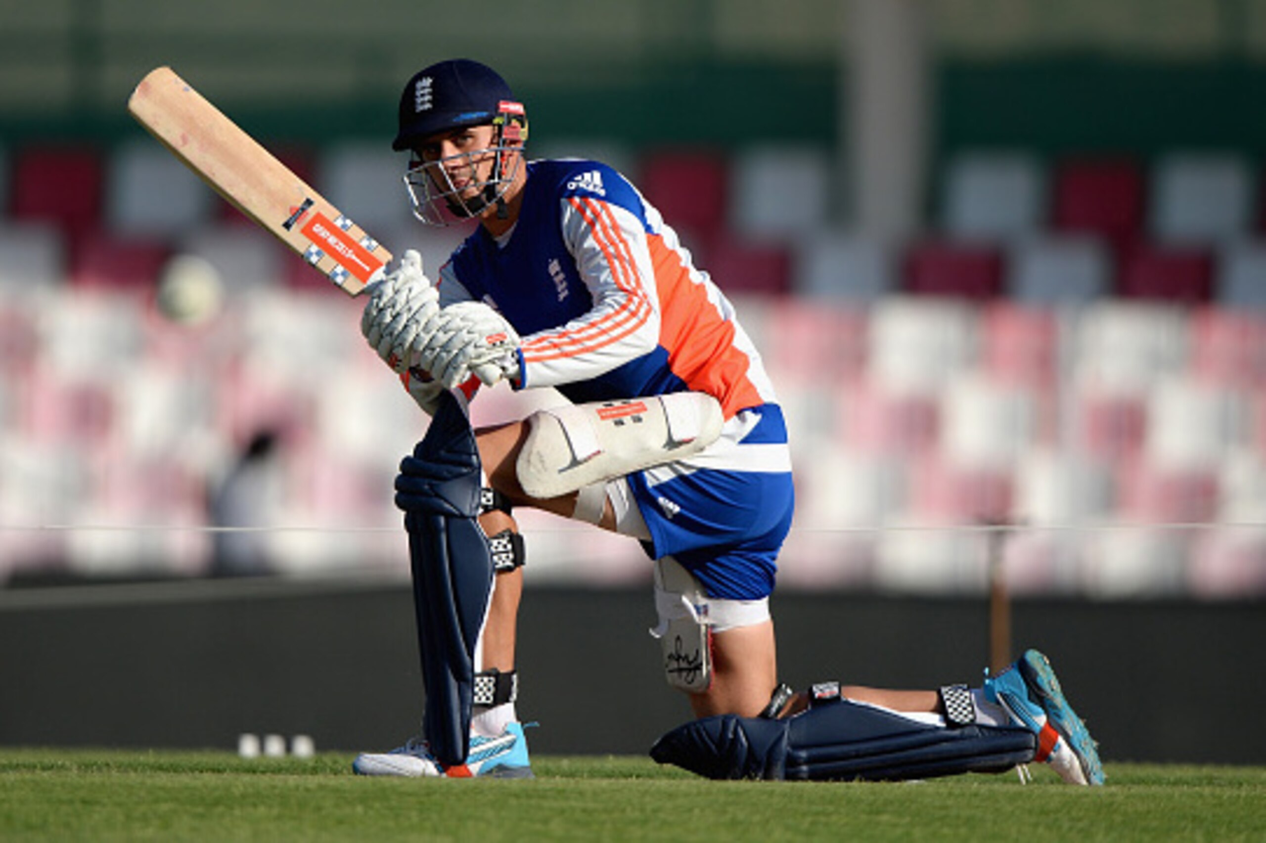 SHARJAH, UNITED ARAB EMIRATES - NOVEMBER 15: Alex Hales of England bats during a nets session at Sharjah Cricket Stadium on November 15, 2015 in Sharjah, United Arab Emirates.  (Photo by Gareth Copley/Getty Images)