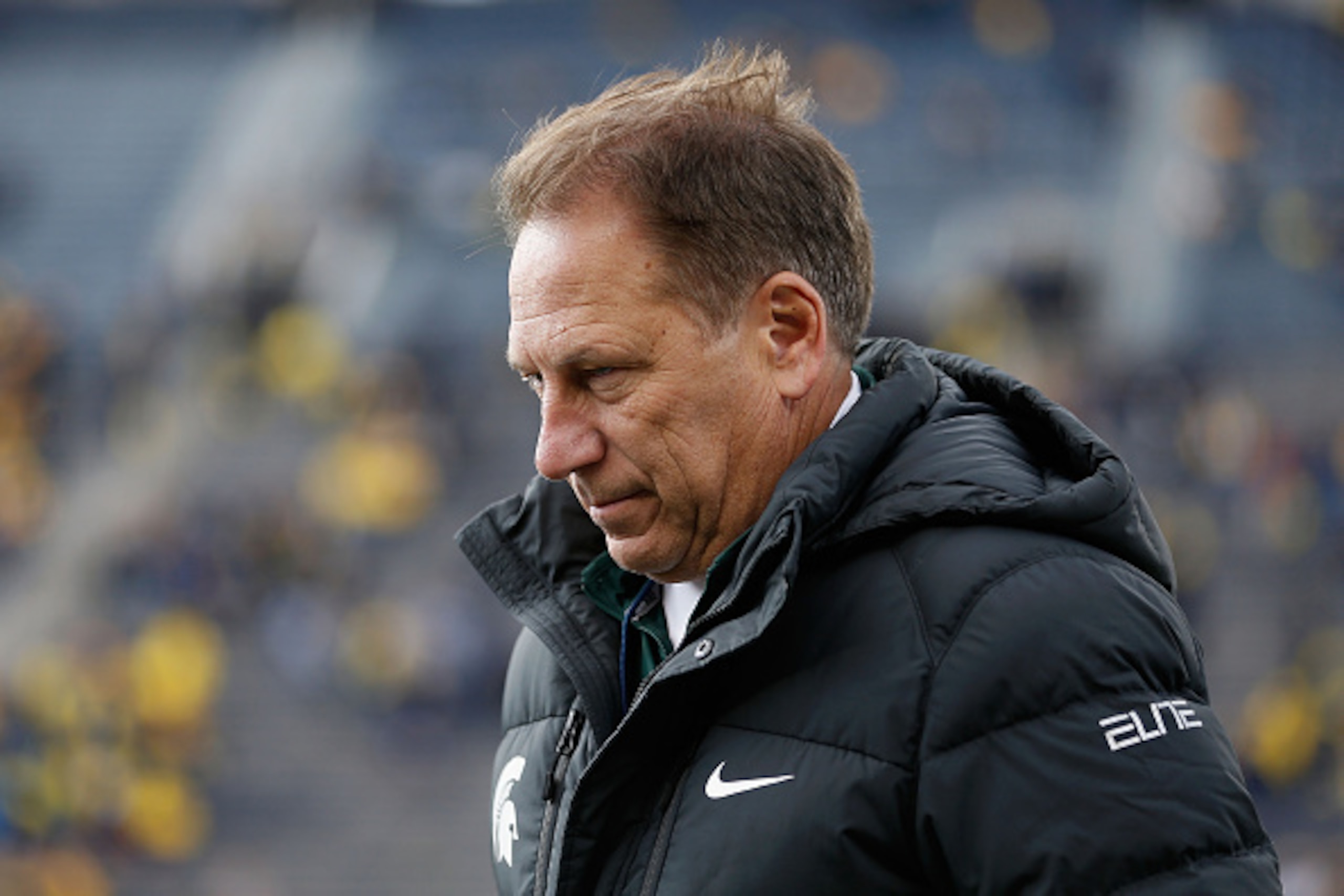 ANN ARBOR, MI - OCTOBER 17:  Michigan State Spartans basketball head coach Tom Izzo on the field before the college football game against the Michigan Wolverines at Michigan Stadium on October 17, 2015 in Ann Arbor, Michigan.  (Photo by Christian Petersen
