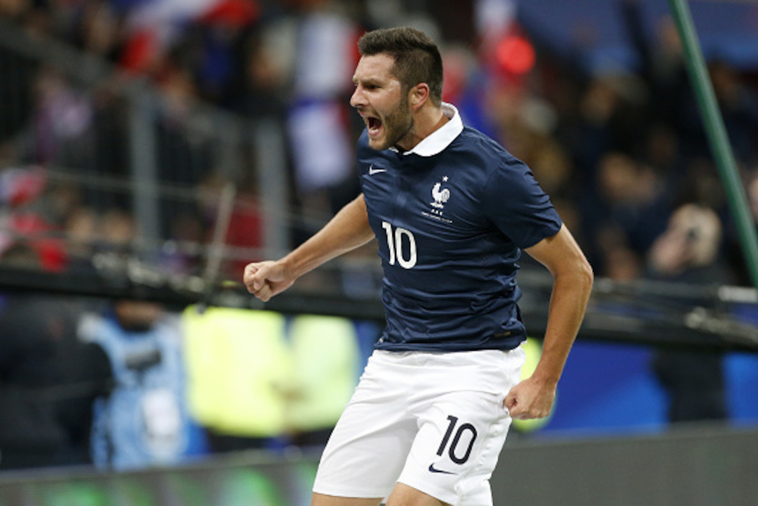 PARIS, FRANCE - NOVEMBER 13: Andre-Pierre Gignac of France celebrates his goal during the international friendly match between France and Germany at Stade de France on November 13, 2015 in Saint-Denis near Paris, France. (Photo by Jean Catuffe/Getty Image