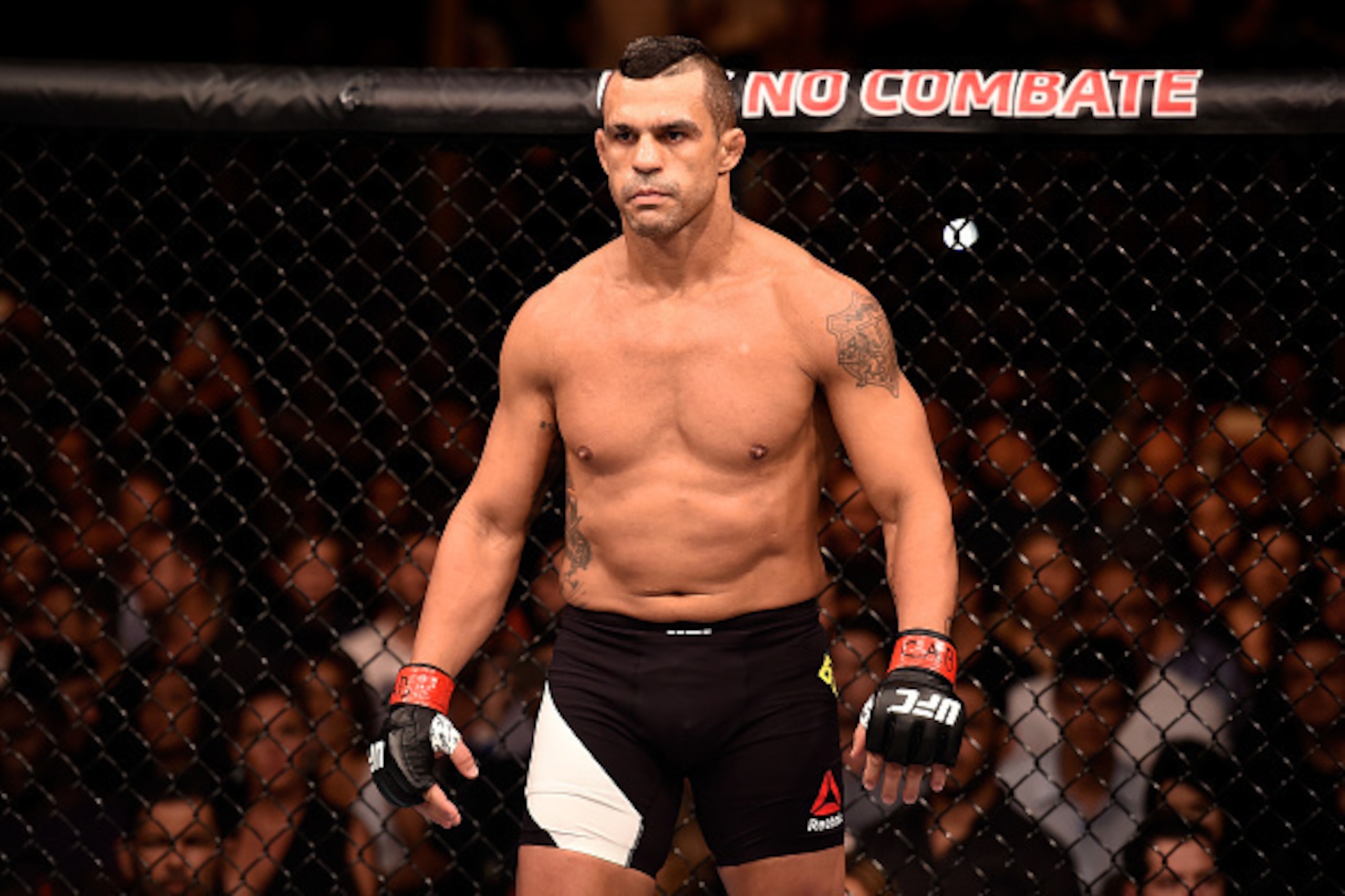 SAO PAULO, BRAZIL - NOVEMBER 07:  Vitor Belfort of Brazil looks on prior to his middleweight bout against Dan Henderson of the United States during the UFC Fight Night Belfort v Henderson on November 7, 2015 in Sao Paulo, Brazil.  (Photo by Buda Mendes/Zu