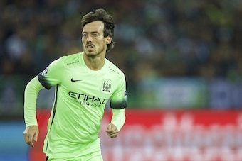David Silva of Manchester City during the UEFA Champions League match between Borussia Monchengladbach and Manchester City on September 30, 2015 at the Borussia-Park stadium in Monchengladbach , Germany.(Photo by VI Images via Getty Images)