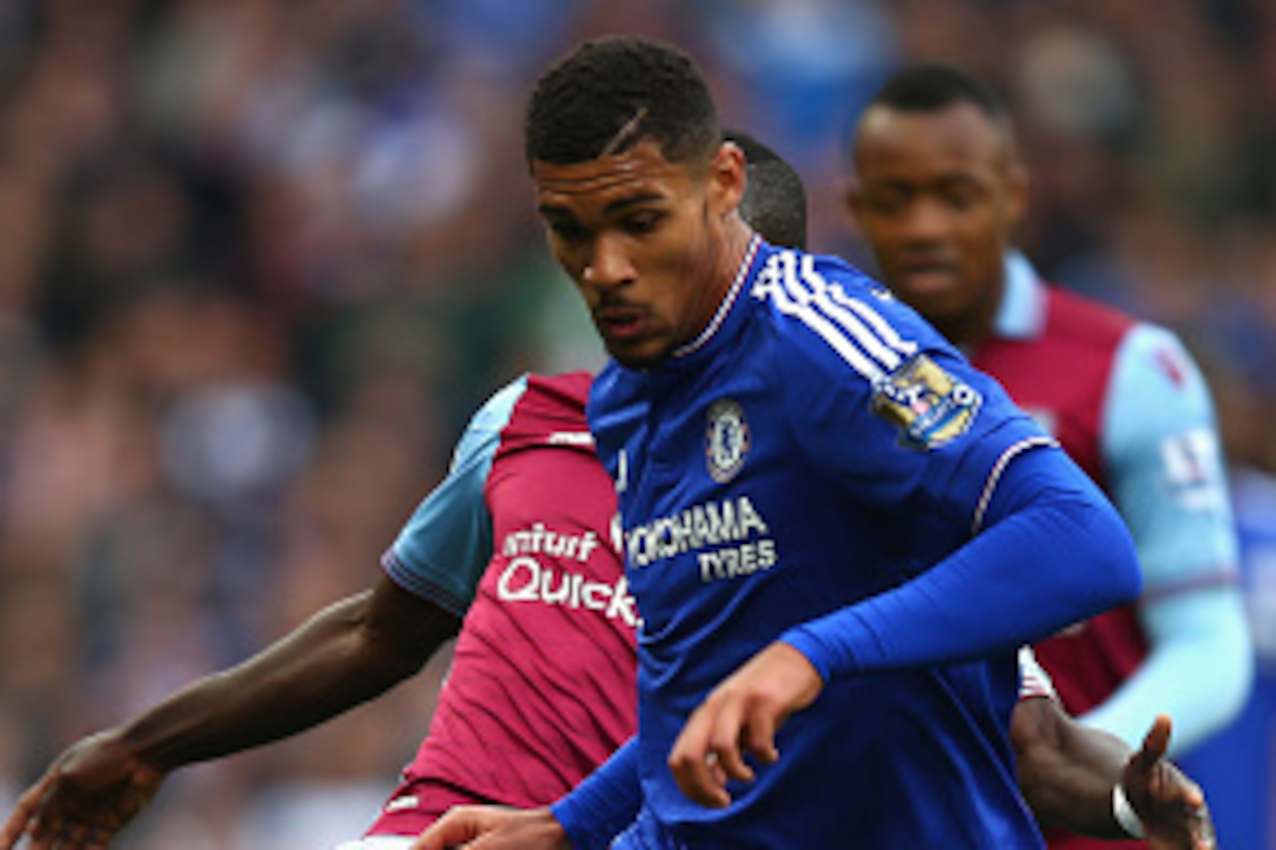 LONDON, ENGLAND - OCTOBER 17: Ruben Loftus-Cheek of Chelsea and Idrissa Gueye of Aston Villa compete for the ball during the Barclays Premier League match between Chelsea and Aston Villa at Stamford Bridge on October 17, 2015 in London, England.  (Photo b