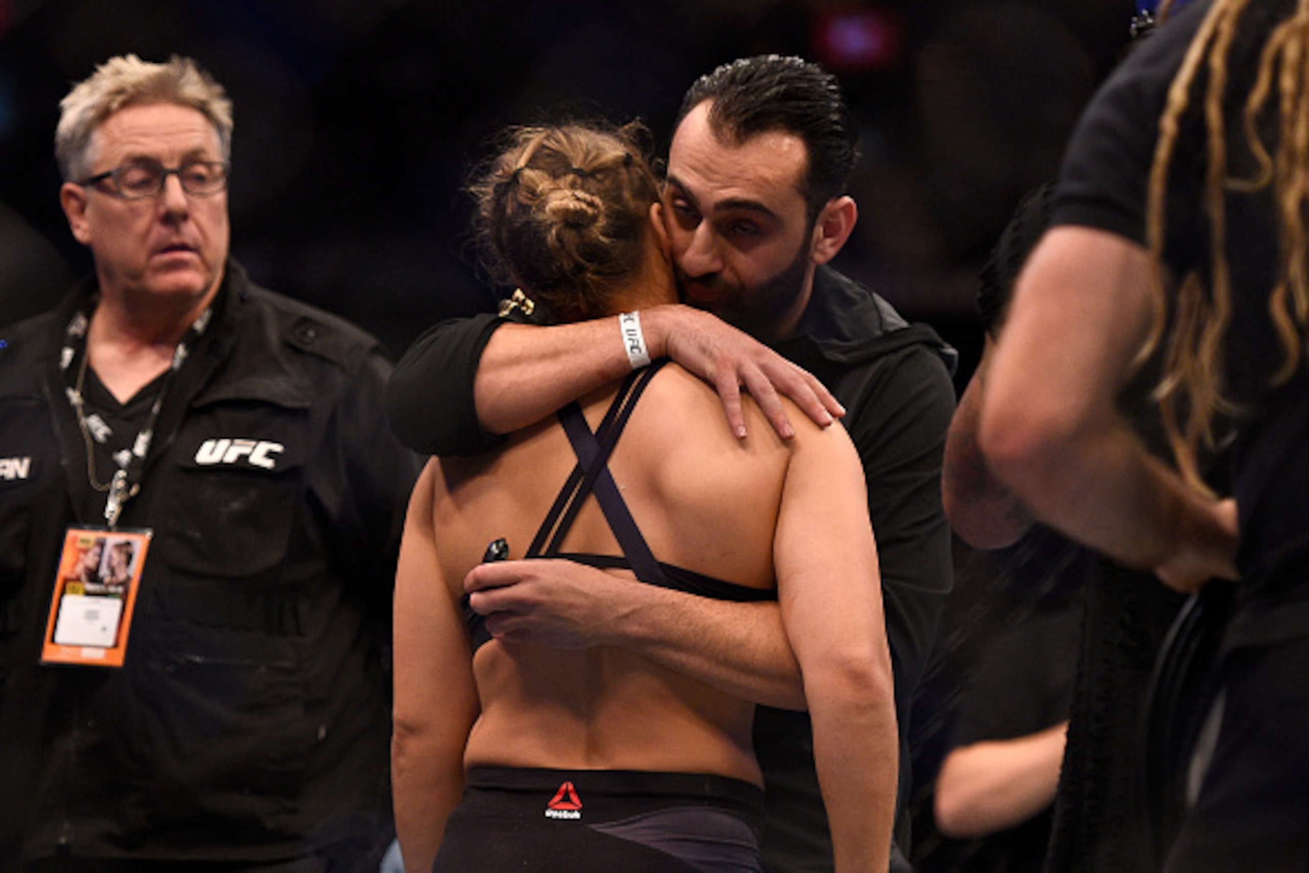 MELBOURNE, AUSTRALIA - NOVEMBER 15: (R-L) Edmond Tarverdyan embraces Ronda Rousey after Rousey was defeated by Holly Holm (not pictured) during the UFC 193 event at Etihad Stadium on November 15, 2015 in Melbourne, Australia. (Photo by Jeff Bottari/Zuffa MELBOURNE, AUSTRALIA - NOVEMBER 15: (R-L) Edmond Tarverdyan embraces Ronda Rousey after Rousey was defeated by Holly Holm (not pictured) during the UFC 193 event at Etihad Stadium on November 15, 2015 in Melbourne, Australia. (Photo by Jeff Bottari/Zuffa