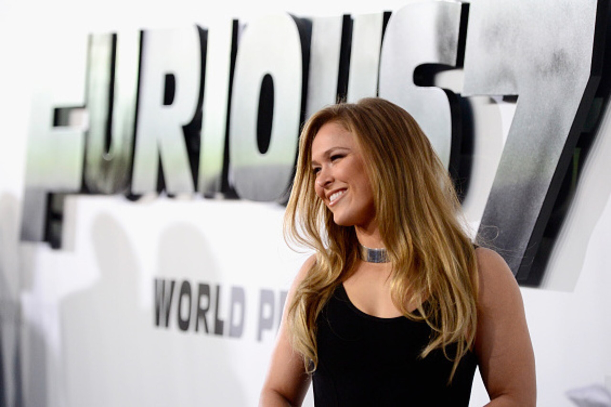 HOLLYWOOD, CA - APRIL 01:  Actress Ronda Rousey arrives at Universal Pictures Premiere of 'Furious 7'' at the TLC Chinese Theatre, Hollywood, on April 1, 2015 in Los Angeles.CA  (Photo by Frazer Harrison/Getty Images)