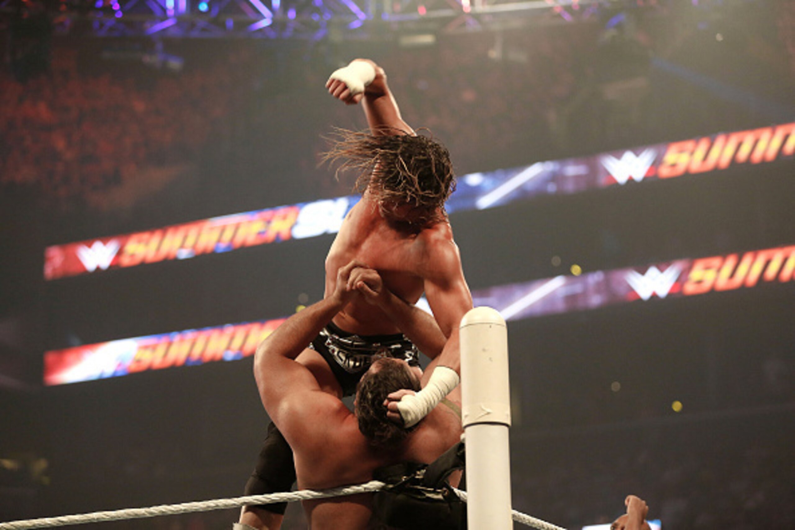 NEW YORK, NY - AUGUST 23: Dolph Ziggler and Alexander Rusev battle it out at the WWE SummerSlam 2015 at Barclays Center of Brooklyn on August 23, 2015 in New York City. (Photo by JP Yim/Getty Images) NEW YORK, NY - AUGUST 23: Dolph Ziggler and Alexander Rusev battle it out at the WWE SummerSlam 2015 at Barclays Center of Brooklyn on August 23, 2015 in New York City. (Photo by JP Yim/Getty Images)
