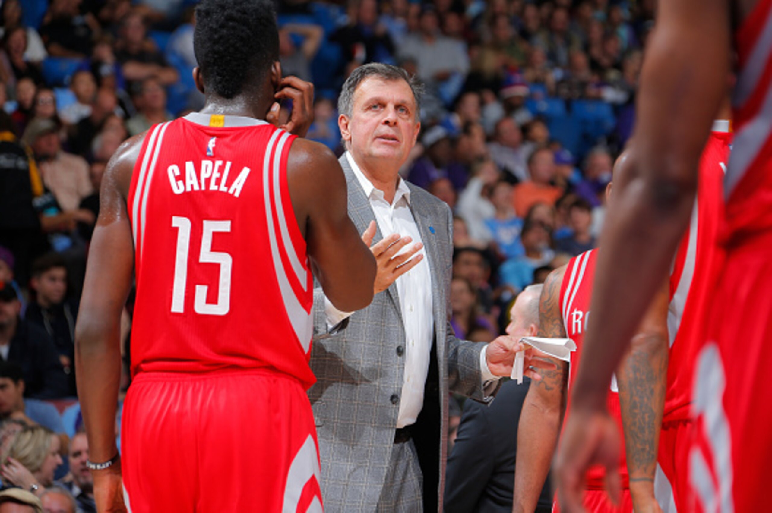 SACRAMENTO, CA - NOVEMBER 6: Head coach Kevin McHale of the Houston Rockets coaches against the Sacramento Kings on November 6, 2015 at Sleep Train Arena in Sacramento, California. NOTE TO USER: User expressly acknowledges and agrees that, by downloading 
