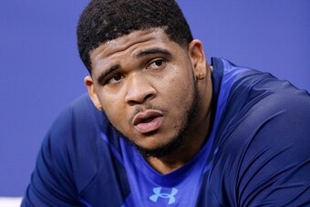 INDIANAPOLIS, IN - FEBRUARY 20: Offensive lineman La'el Collins of LSU in action during the 2015 NFL Scouting Combine at Lucas Oil Stadium on February 20, 2015 in Indianapolis, Indiana. (Photo by Joe Robbins/Getty Images)