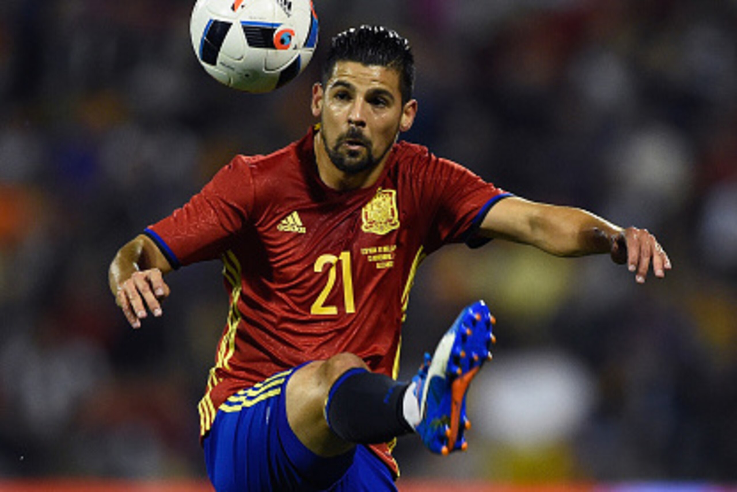 ALICANTE, SPAIN - NOVEMBER 13:  Nolito of Spain in action during an International Friendly between Spain and England at the Estadio José Rico Pérez on November 13, 2015 in Alicante, Spain.  (Photo by Mike Hewitt/Getty Images)