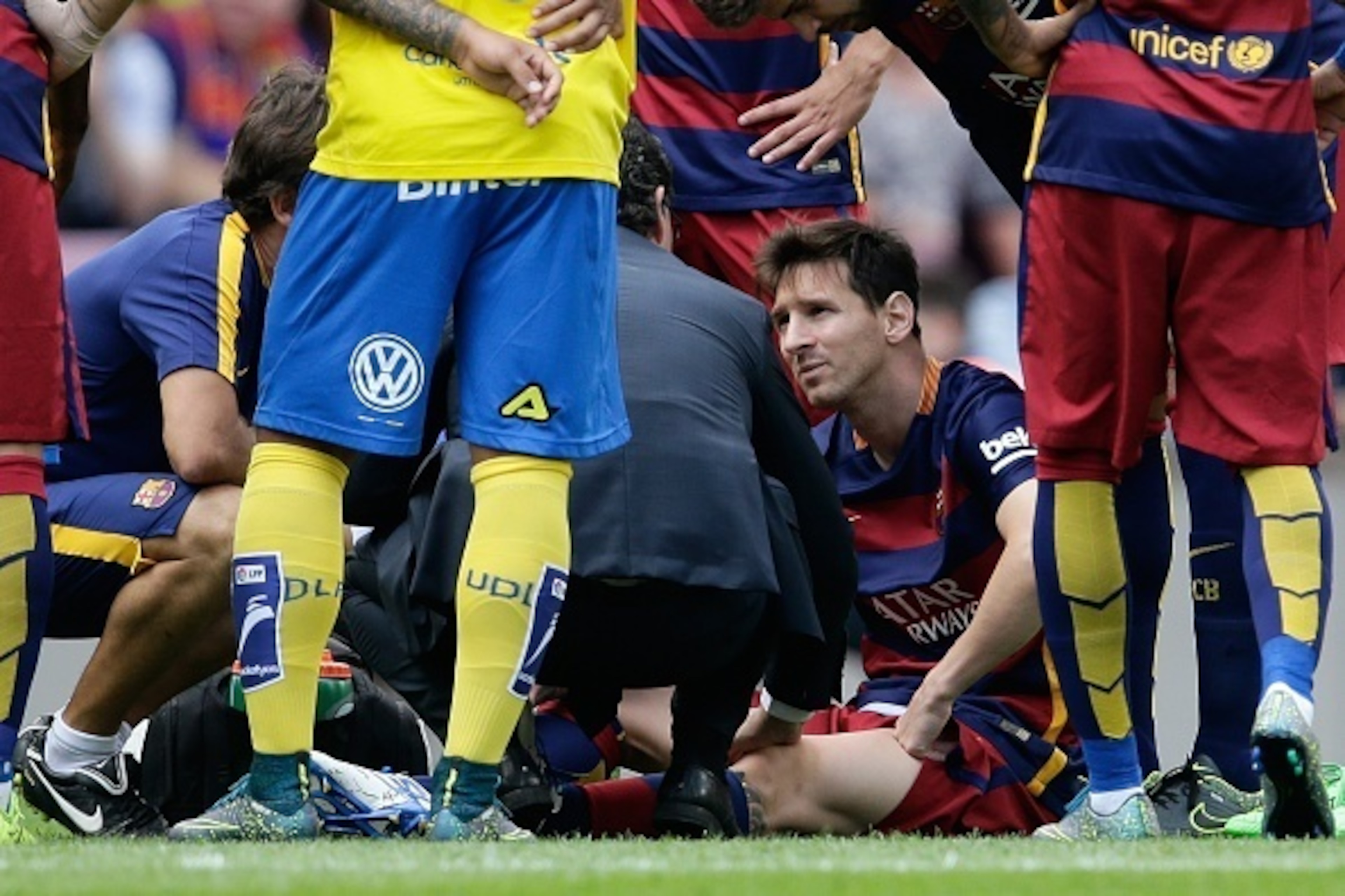 Lionel Messi of FC Barcelona during the Primera Division match between FC Barcelona and Las Palmas on September 26, 2015 at Camp Nou stadium in Barcelona, Spain.(Photo by VI Images via Getty Images)