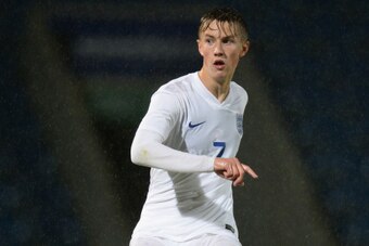 CHESTERFIELD, ENGLAND - AUGUST 29: Callum Gribbin of England during the Under 17 International match between England U17 and Portugal U17 at Proact Stadium on August 29, 2014 in Chesterfield, England.  (Photo by Tony Marshall/Getty Images)