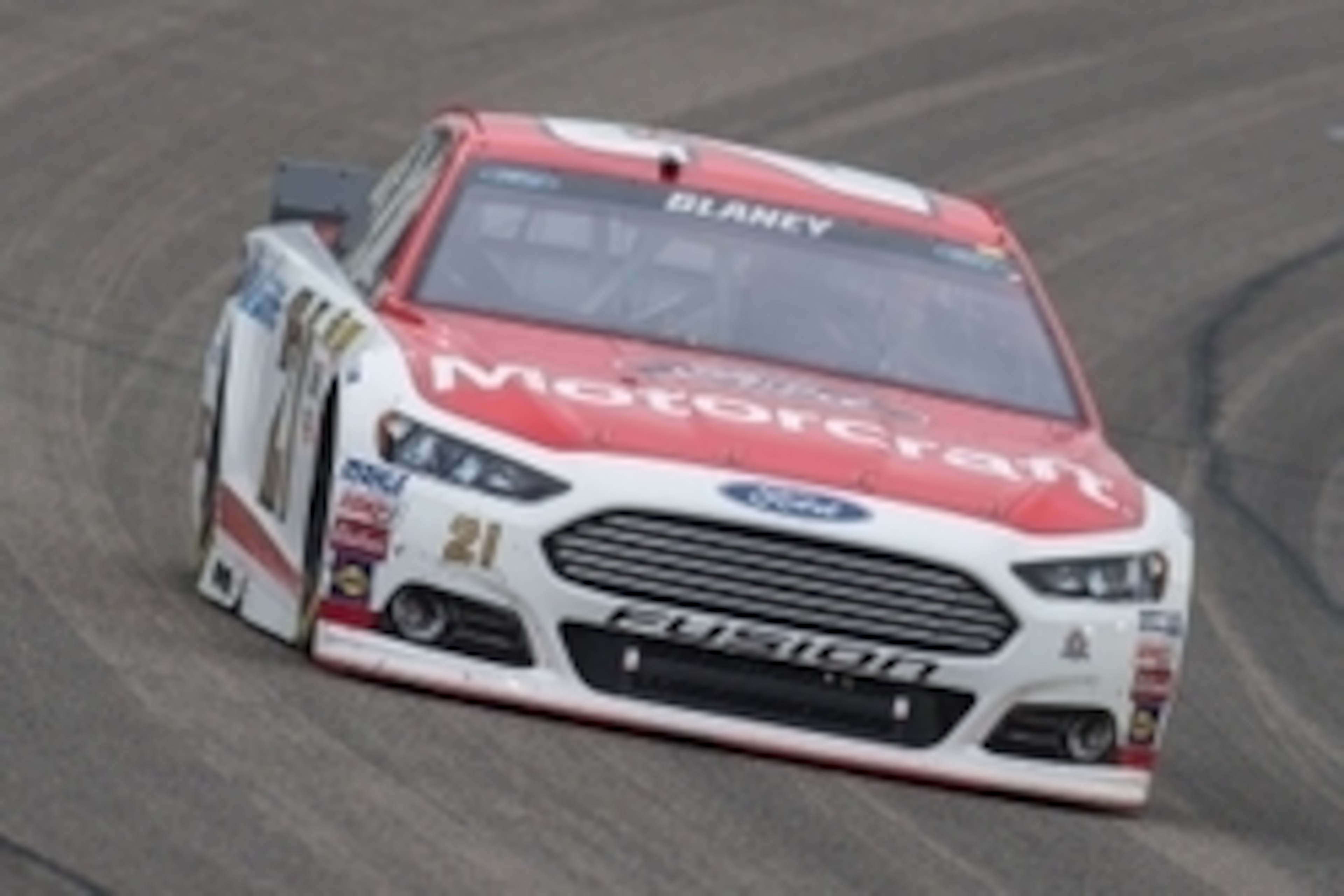 Apr 11, 2015; Fort Worth, TX, USA; Sprint Cup Series driver Ryan Blaney (21) during the Duck Commander 500 at Texas Motor Speedway. Mandatory Credit: Jerome Miron-USA TODAY Sports