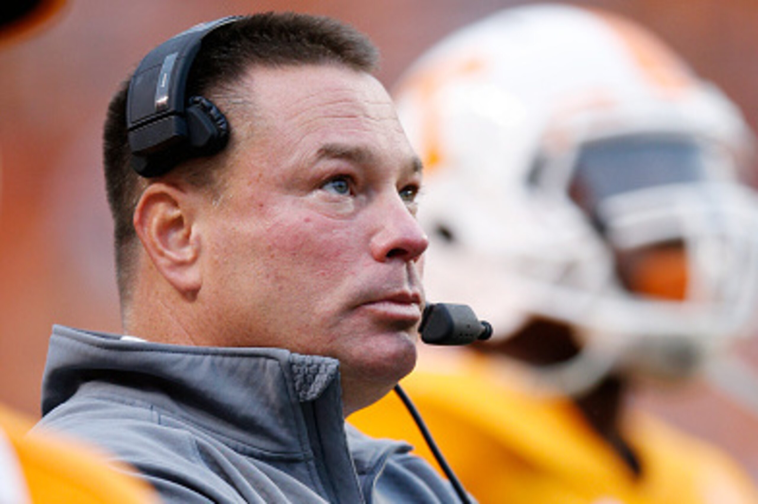 KNOXVILLE, TN - NOVEMBER 7: Head coach Butch Jones of the Tennessee Volunteers looks on against the South Carolina Gamecocks in the first half of a game at Neyland Stadium on November 7, 2015 in Knoxville, Tennessee. (Photo by Joe Robbins/Getty Images)