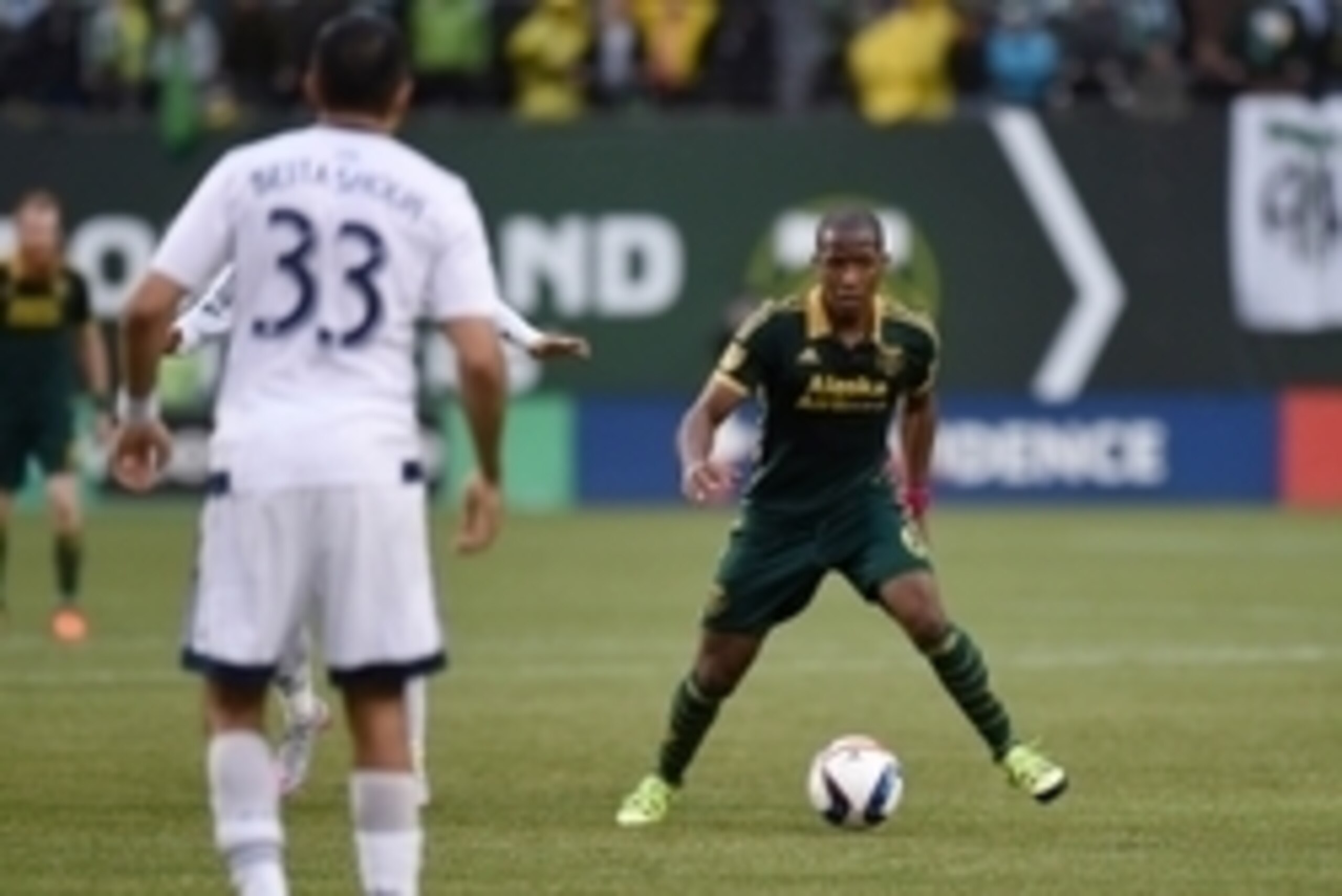 Nov 1, 2015; Portland, OR, USA; Portland Timbers midfielder/forward Darlington Nagbe (6) moves with the ball during the second half of the game against the Vancouver Whitecaps at Providence Park. The Timbers and Whitecaps tied 0-0. Mandatory Credit: Godof Nov 1, 2015; Portland, OR, USA; Portland Timbers midfielder/forward Darlington Nagbe (6) moves with the ball during the second half of the game against the Vancouver Whitecaps at Providence Park. The Timbers and Whitecaps tied 0-0. Mandatory Credit: Godof
