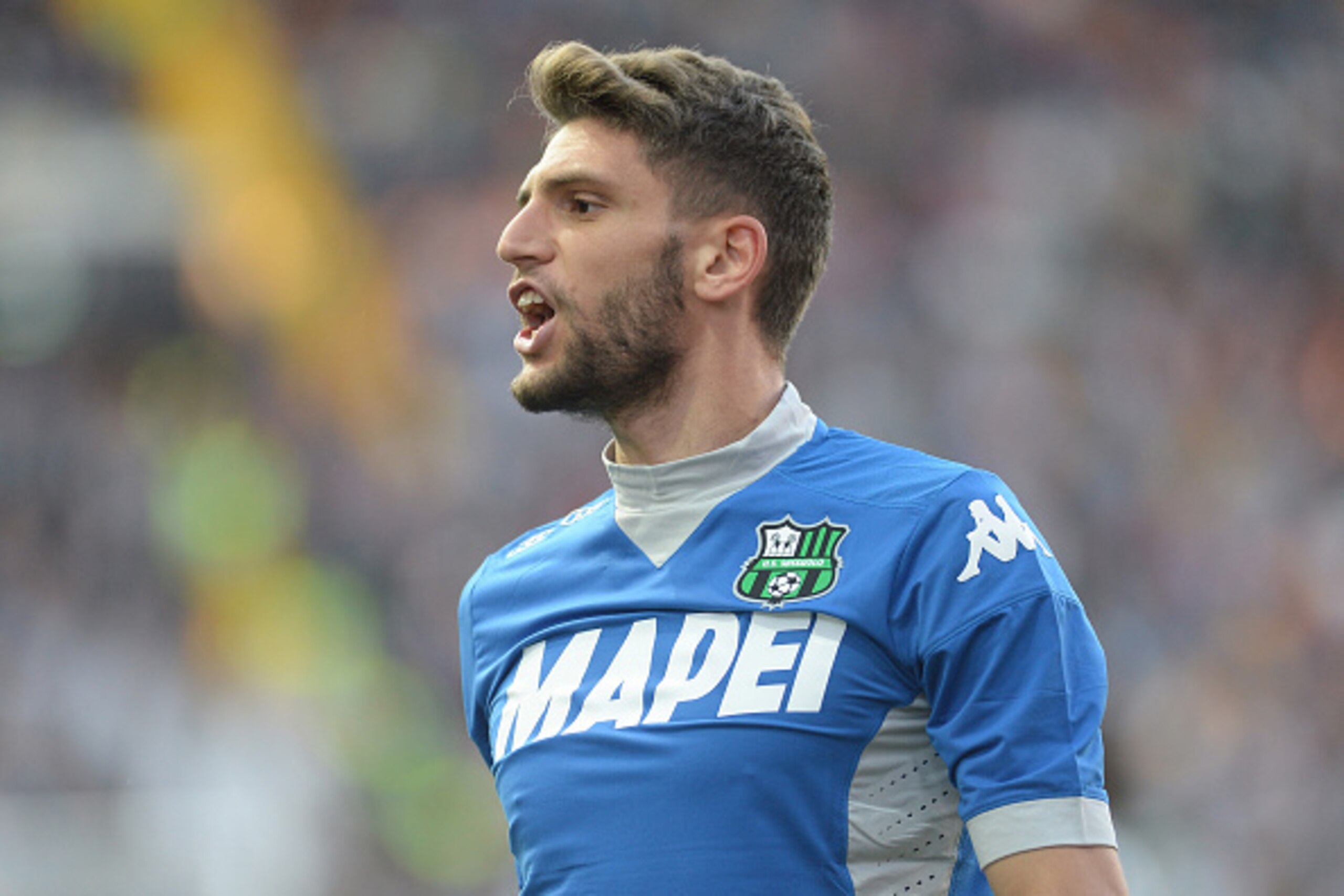 UDINE, ITALY - NOVEMBER 01: Domenico Berardi of US Sassuolo reacts during the Serie A match between Udinese Calcio and US Sassuolo Calcio at Stadio Friuli on November 1, 2015 in Udine, Italy. (Photo by Dino Panato/Getty Images) UDINE, ITALY - NOVEMBER 01: Domenico Berardi of US Sassuolo reacts during the Serie A match between Udinese Calcio and US Sassuolo Calcio at Stadio Friuli on November 1, 2015 in Udine, Italy. (Photo by Dino Panato/Getty Images)
