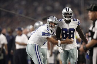 Tony Romo (No. 9) and Dez Bryant