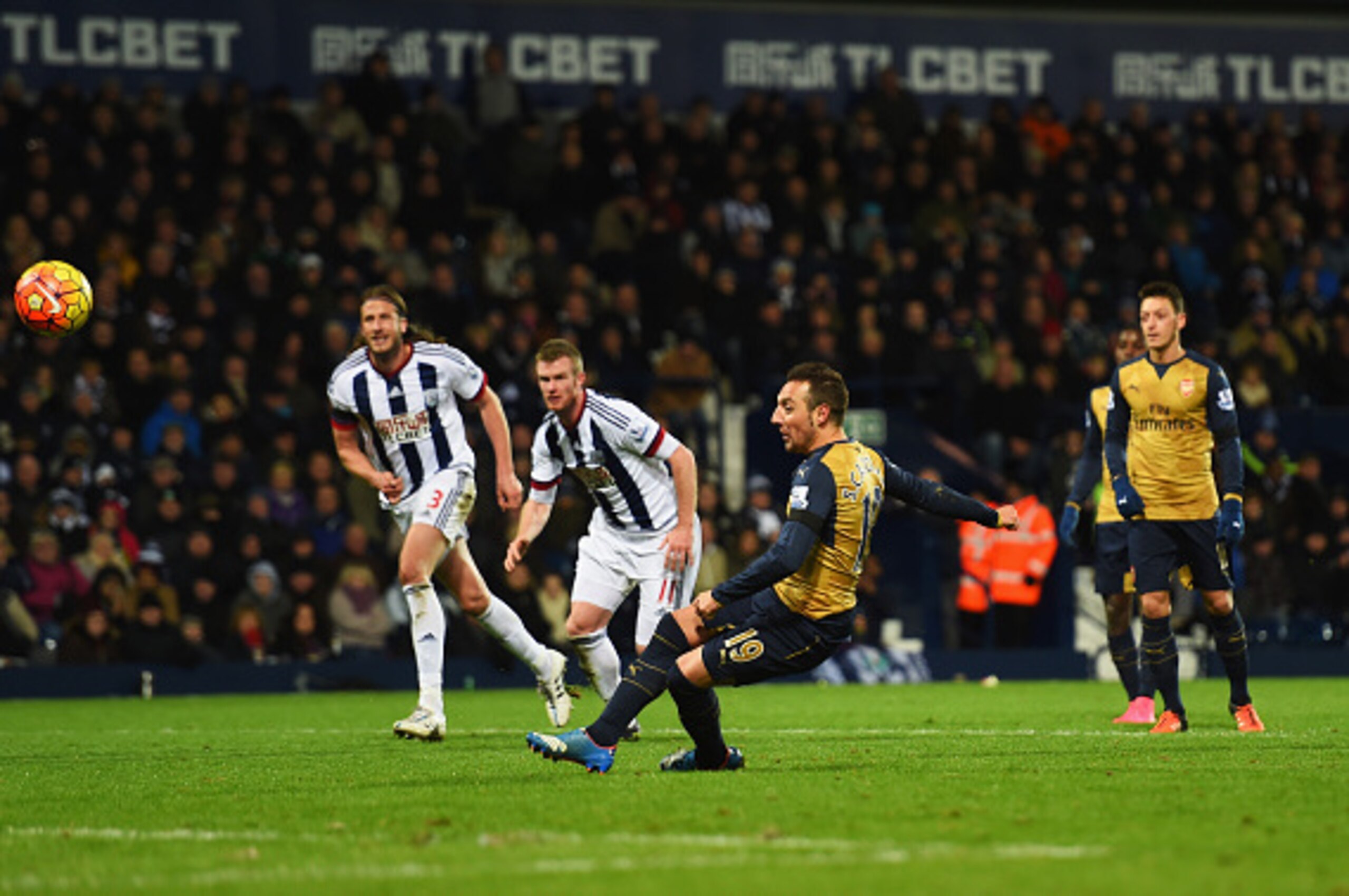 WEST BROMWICH, ENGLAND - NOVEMBER 21: Santi Cazorla of Arsenal misses the penalty kick during the Barclays Premier League match between West Bromwich Albion and Arsenal at The Hawthorns on November 21, 2015 in West Bromwich, England. (Photo by Shaun Bott WEST BROMWICH, ENGLAND - NOVEMBER 21: Santi Cazorla of Arsenal misses the penalty kick during the Barclays Premier League match between West Bromwich Albion and Arsenal at The Hawthorns on November 21, 2015 in West Bromwich, England. (Photo by Shaun Bott