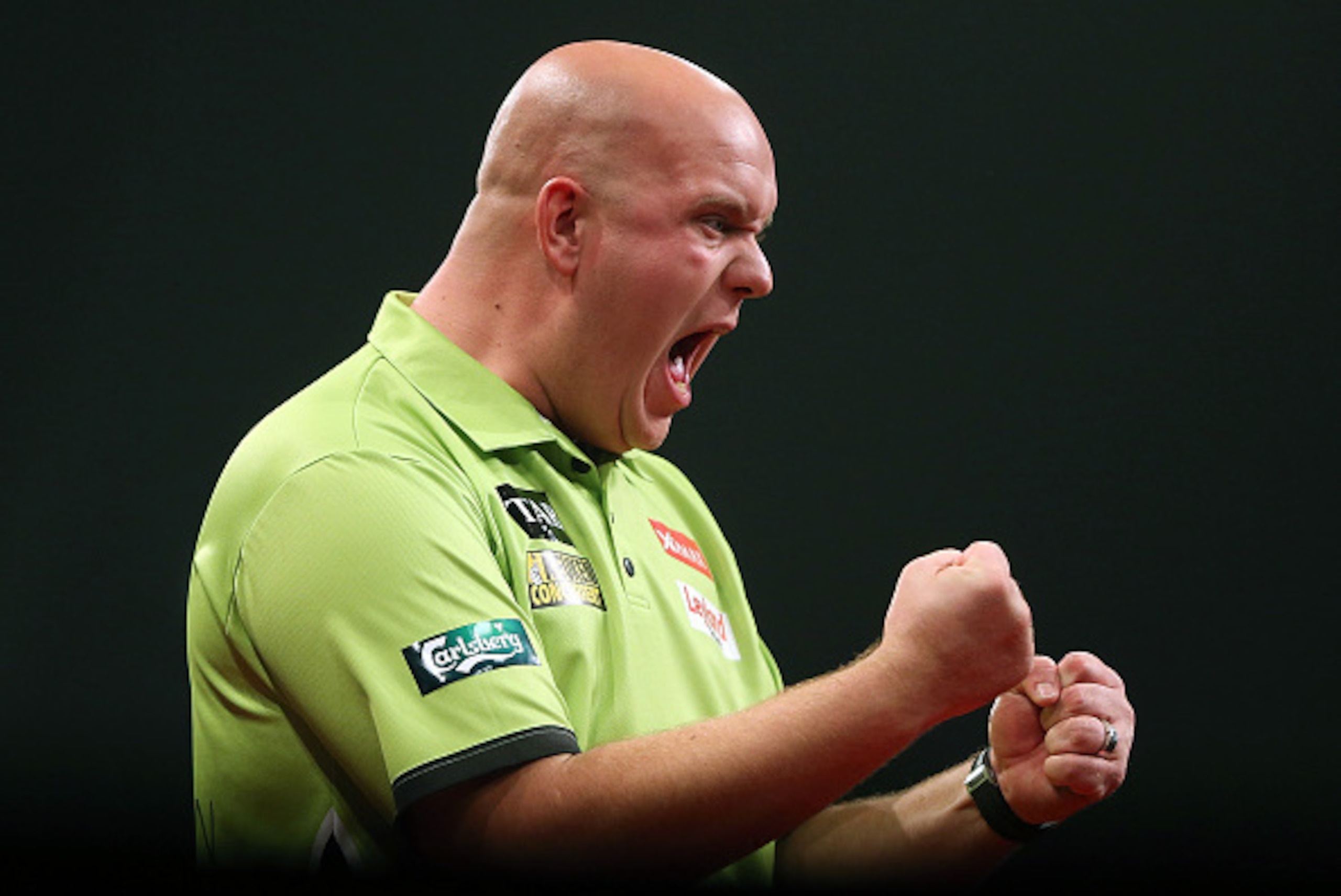 AUCKLAND, NEW ZEALAND - AUGUST 29: Michael Van Gerwen celebrates during the Auckland Darts Masters at The Trusts Arena on August 29, 2015 in Auckland, New Zealand. (Photo by Michael Bradley/Getty Images) AUCKLAND, NEW ZEALAND - AUGUST 29: Michael Van Gerwen celebrates during the Auckland Darts Masters at The Trusts Arena on August 29, 2015 in Auckland, New Zealand. (Photo by Michael Bradley/Getty Images)