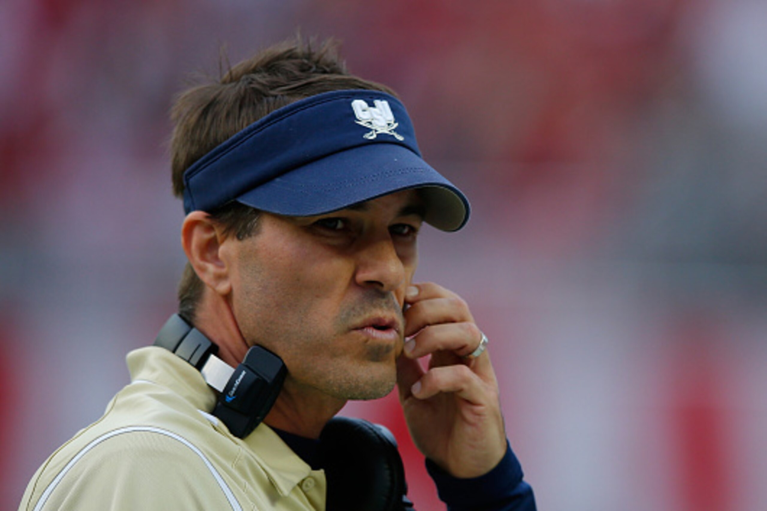 TUSCALOOSA, AL - NOVEMBER 21:  Head coach Jamey Chadwell of the Charleston Southern Buccaneers reacts during the game against the Alabama Crimson Tide at Bryant-Denny Stadium on November 21, 2015 in Tuscaloosa, Alabama.  (Photo by Kevin C. Cox/Getty Image