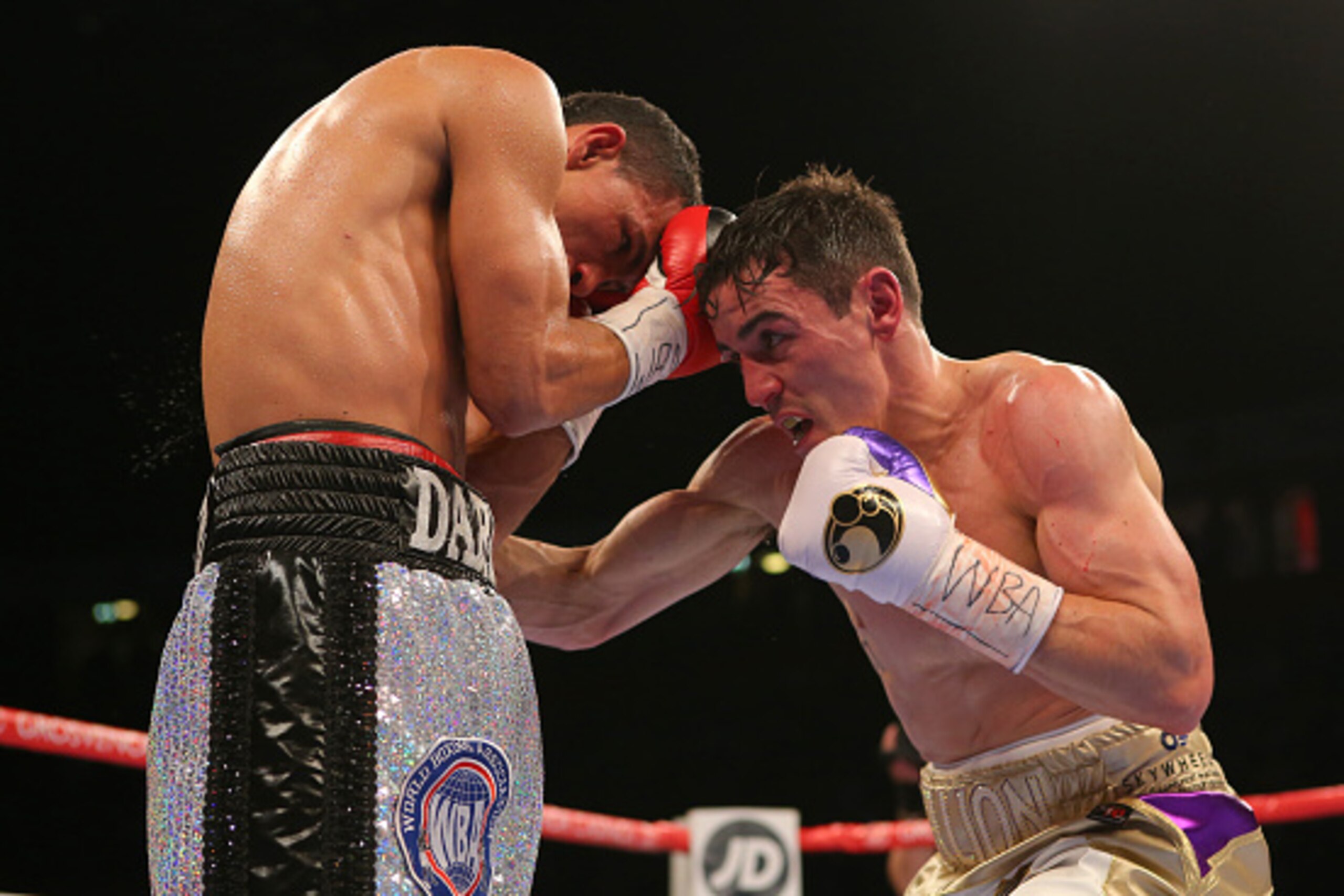 MANCHESTER, ENGLAND - NOVEMBER 21: Anthony Crolla and Darleys Perez during their WBA World Lightweight Championship bout at the Manchester Arena on November 21, 2015 in Manchester, England. (Photo by Dave Thompson/Getty Images) MANCHESTER, ENGLAND - NOVEMBER 21: Anthony Crolla and Darleys Perez during their WBA World Lightweight Championship bout at the Manchester Arena on November 21, 2015 in Manchester, England. (Photo by Dave Thompson/Getty Images)