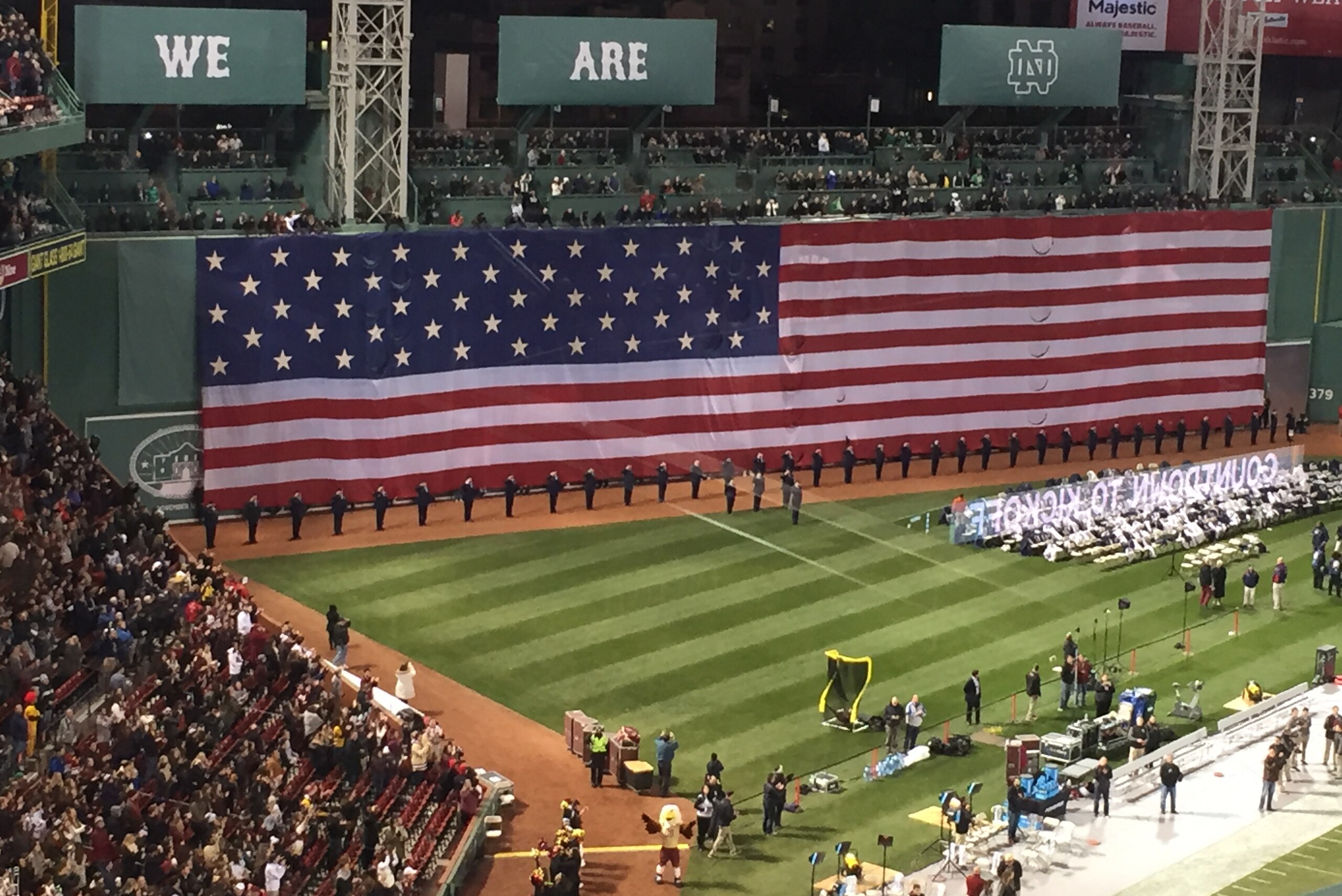 The national anthem rings out before kickoff. The national anthem rings out before kickoff.