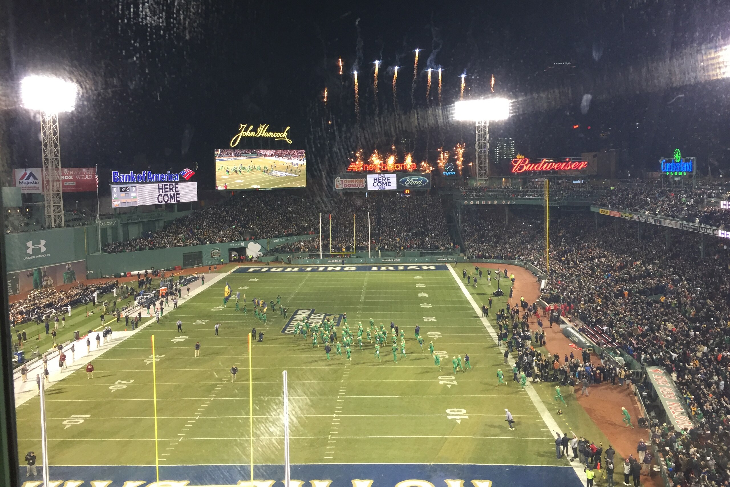 Fireworks greet Notre Dame moments before kickoff. Fireworks greet Notre Dame moments before kickoff.