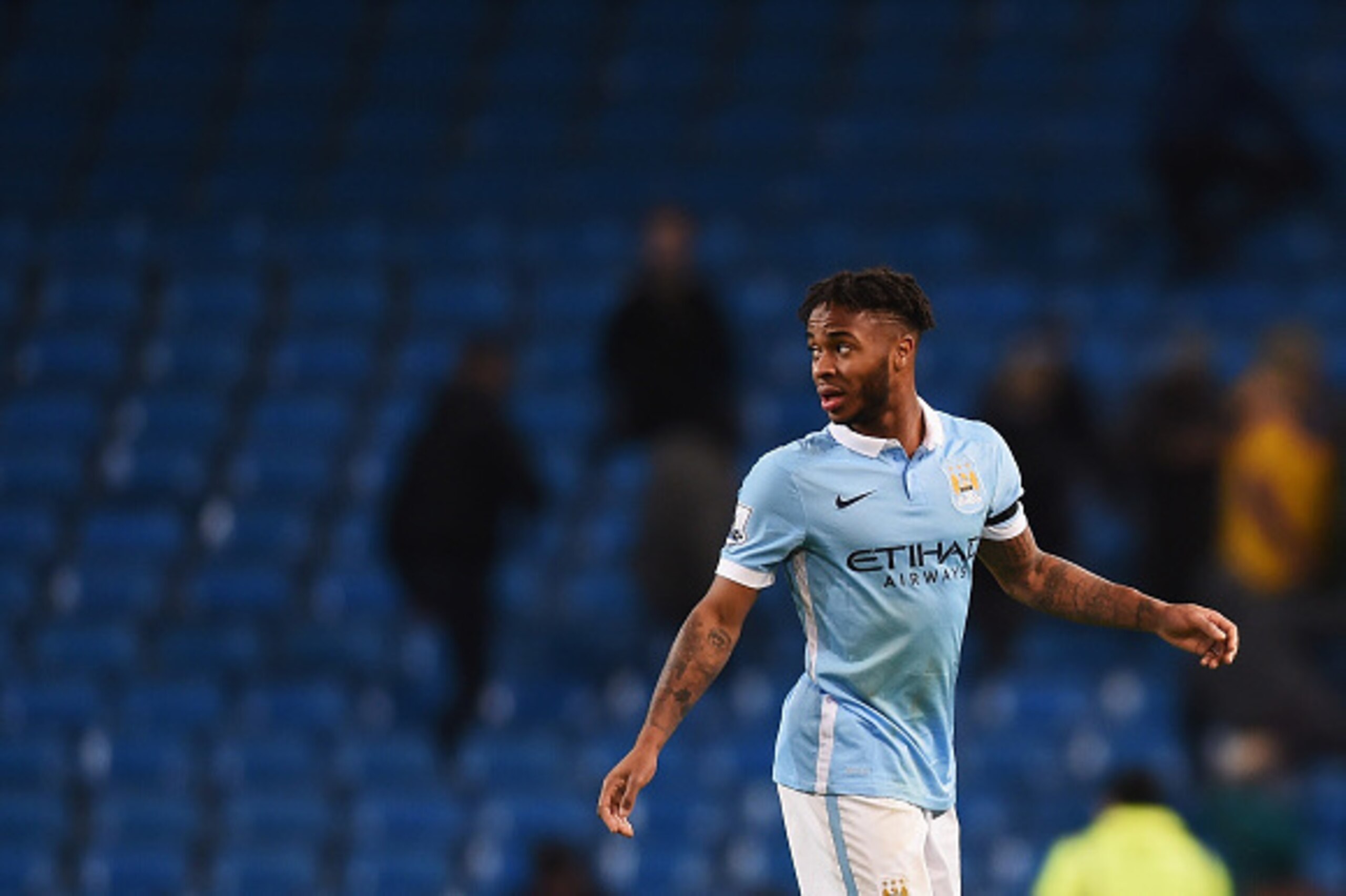 MANCHESTER, ENGLAND - NOVEMBER 21:  Raheem Sterling of Manchester City leaves the pitch after the Barclays Premier League match between Manchester City and Liverpool at Etihad Stadium on November 21, 2015 in Manchester, England.  (Photo by Michael Regan/G