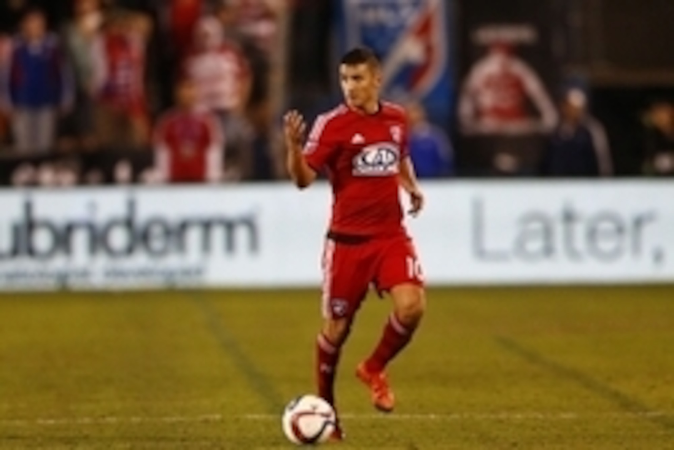 Nov 8, 2015; Dallas, TX, USA;  FC Dallas midfielder Mauro Diaz (10) during the match against the Seattle Sounders FC in the MLS Playoffs at Toyota Stadium. Mandatory Credit: Kevin Jairaj-USA TODAY Sports