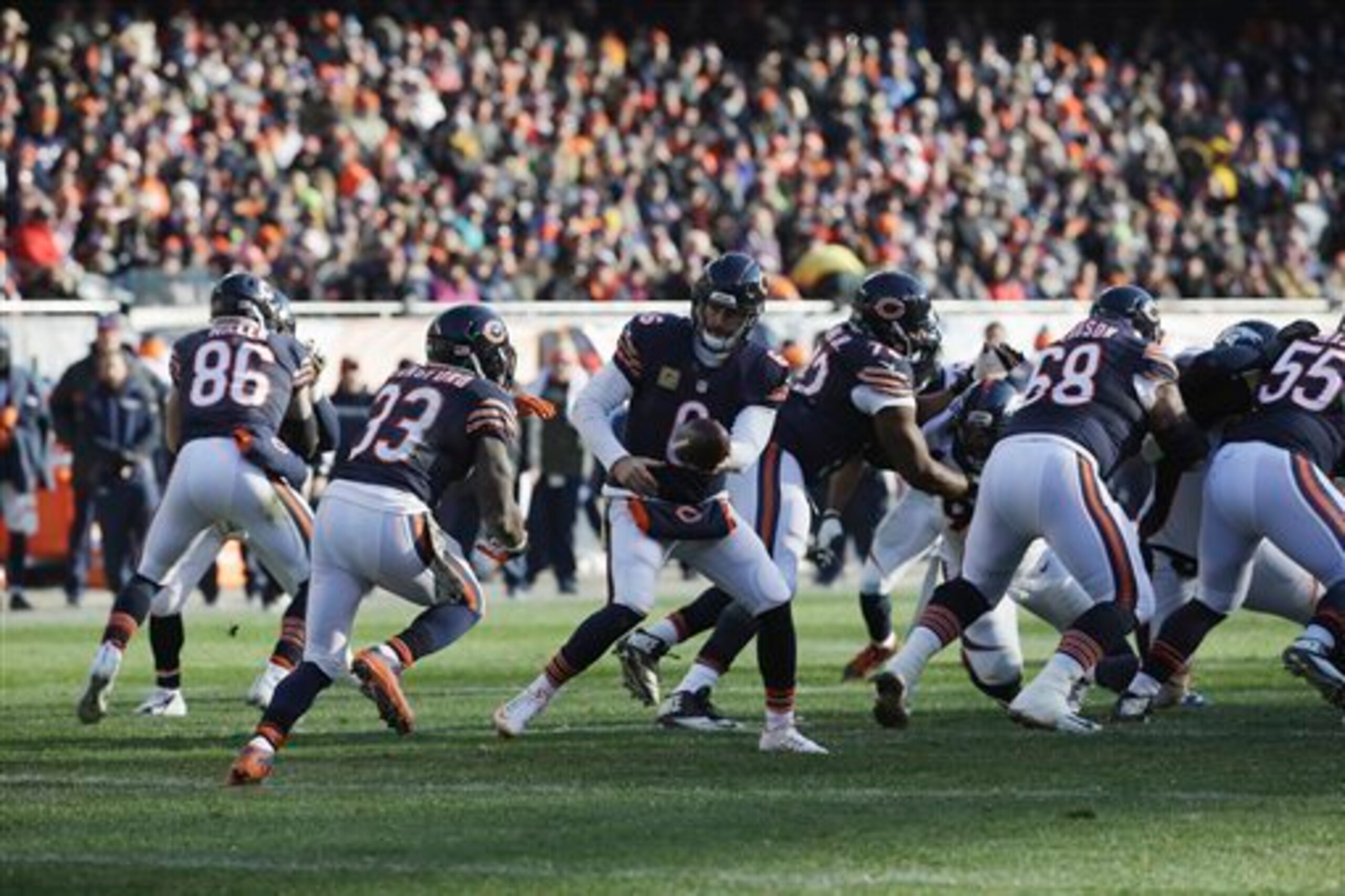 Chicago scored its only touchdown against the Broncos on a two-yard run by RB Jeremy Langford (33).