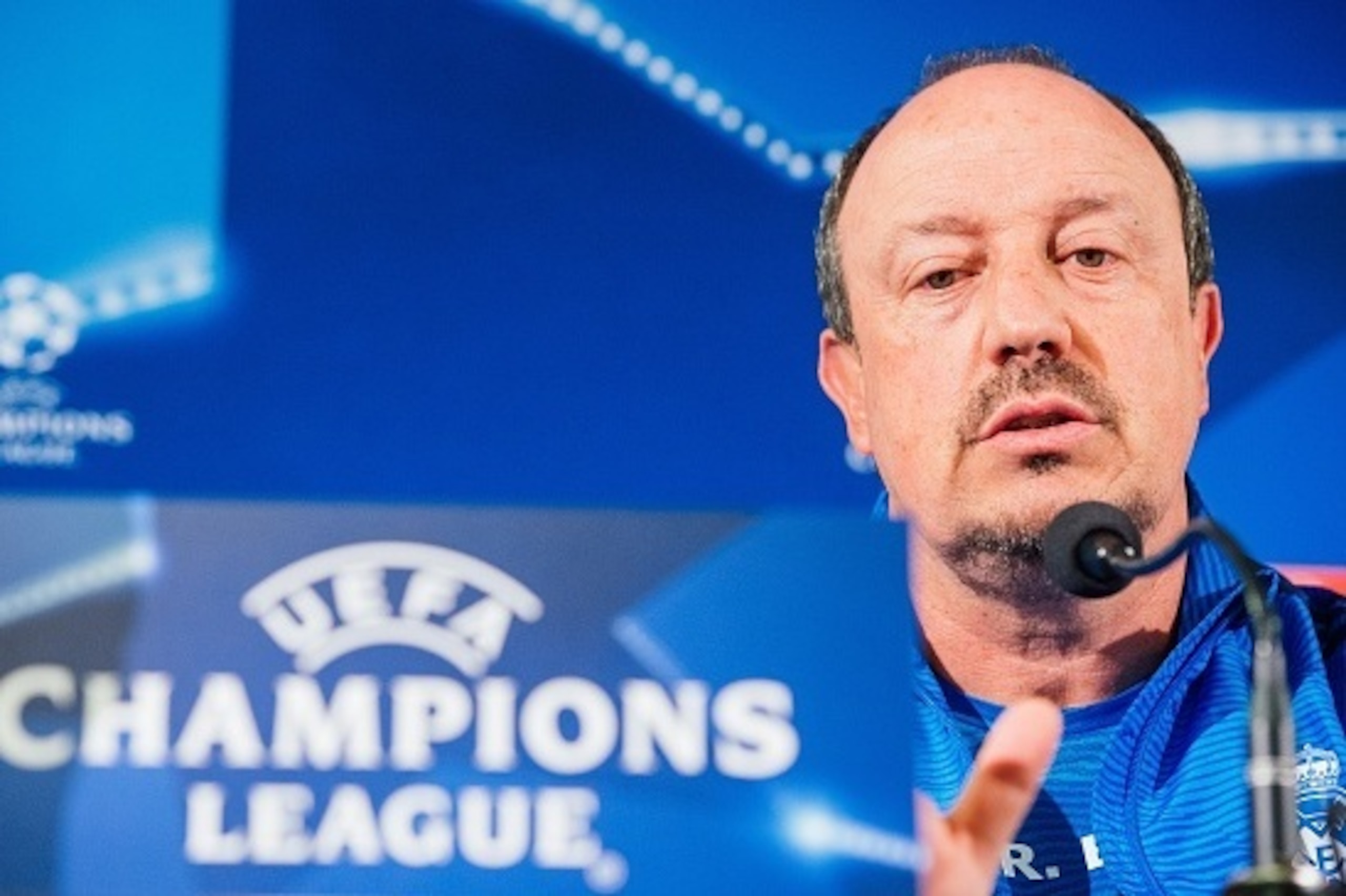 Real Madrid's Spanish head coach Rafa Benitez attends a press conference at the Swedbank Stadion, on September 29, 2015, on the eve of the UEFA Champions League Group A football match between Malmo FF and Real Madrid CF. AFP PHOTO / JONATHAN NACKSTRAND   