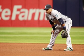 May 27, 2015; St. Petersburg, FL, USA; Seattle Mariners second baseman Robinson Cano (22) at Tropicana Field. Mandatory Credit: Kim Klement-USA TODAY Sports