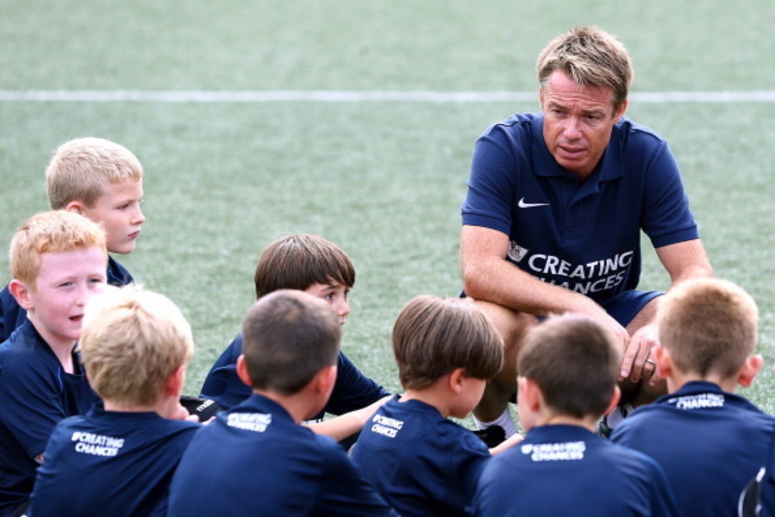 LONDON, ENGLAND - AUGUST 15:   Graeme Le Saux runs a coaching clinic for local children during the Official Premier League Season Launch Media Event at Bacon's College on August 15, 2013 in London, England.  (Photo by Jan Kruger/Getty Images)