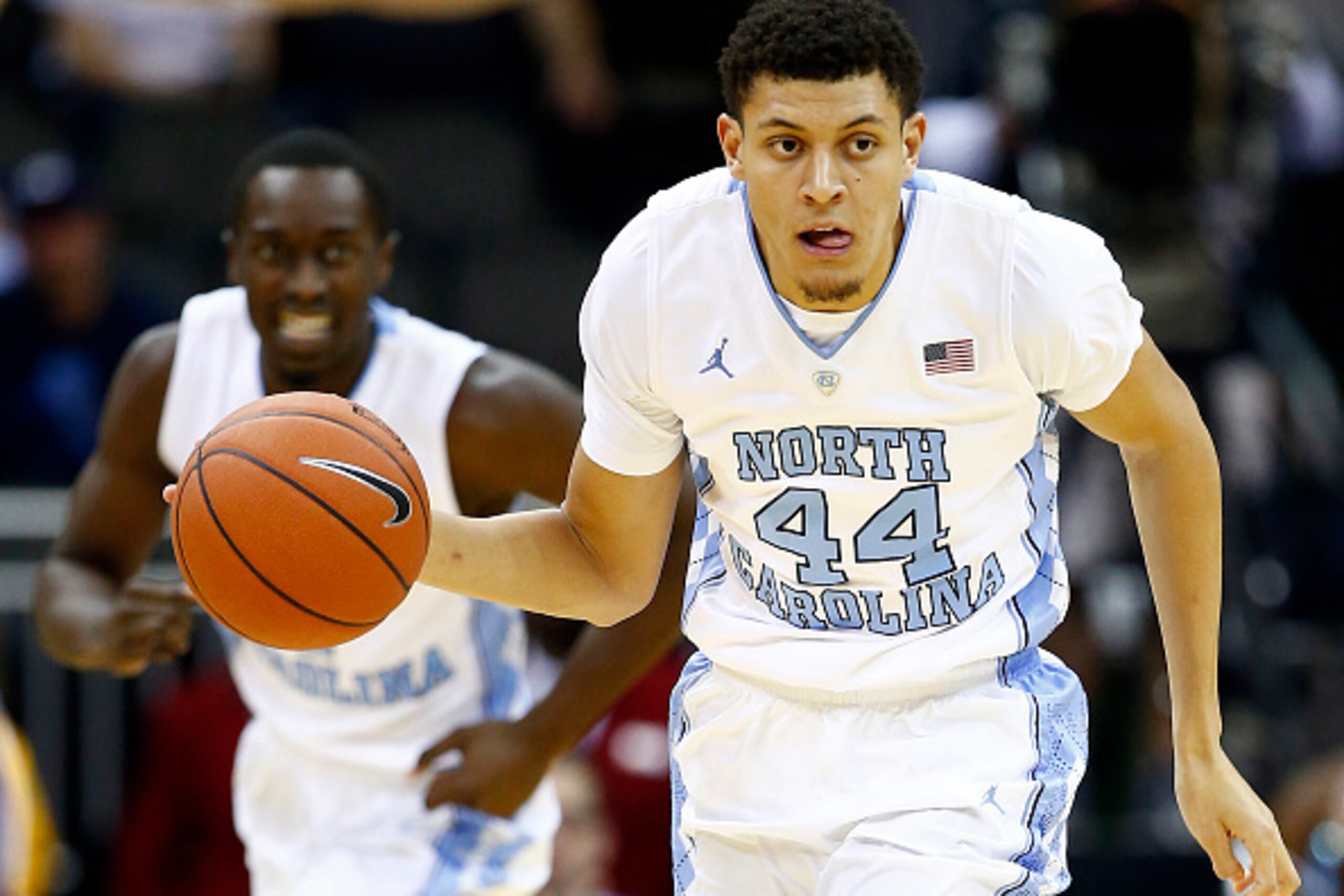 KANSAS CITY, MO - NOVEMBER 23:  Justin Jackson #44 of the North Carolina Tar Heels in action during the CBE Hall Of Fame Classic against the Northwestern Wildcats at the Sprint Center on November 23, 2015 in Kansas City, Missouri.  (Photo by Jamie Squire/