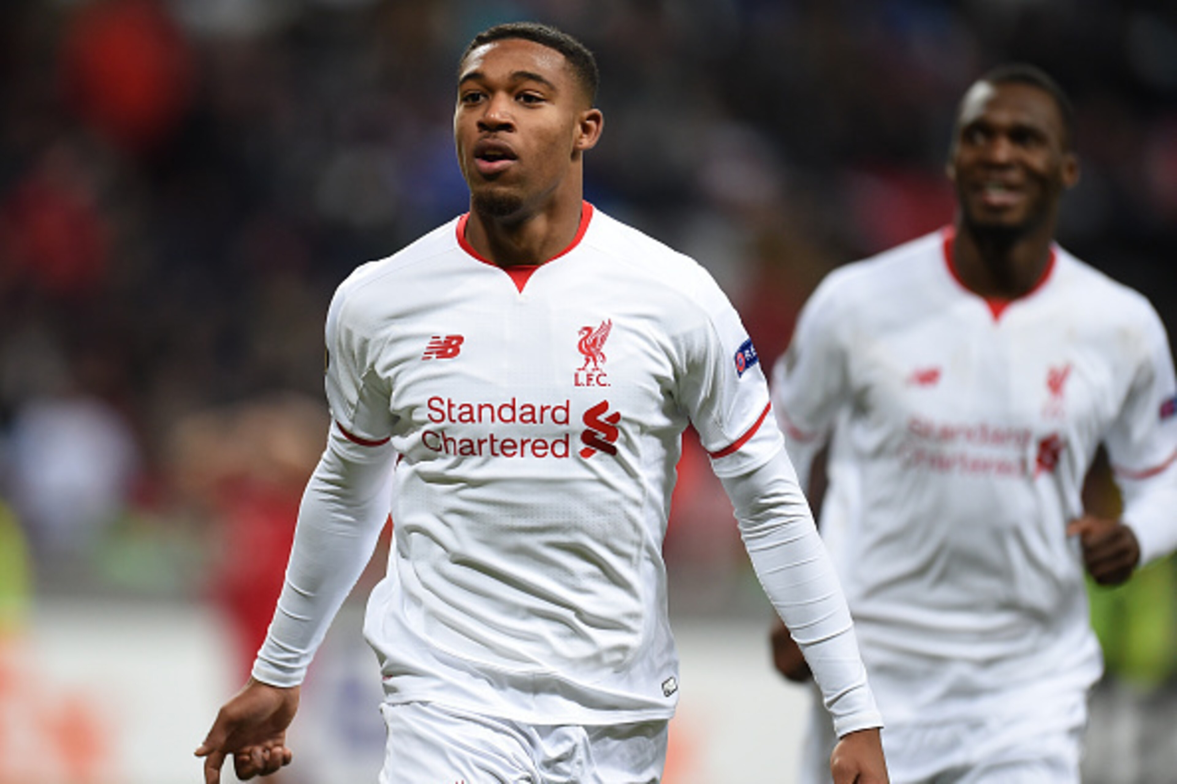 KAZAN, RUSSIA - NOVEMBER 05: Jordon Ibe of Liverpool FC celebrates after scoring a goal during the UEFA Europa League group B match between FC Rubin Kazan and Liverpool FC at the Kazan Arena Stadium on November 05, 2015 in Moscow, Russia.  (Photo by Epsil