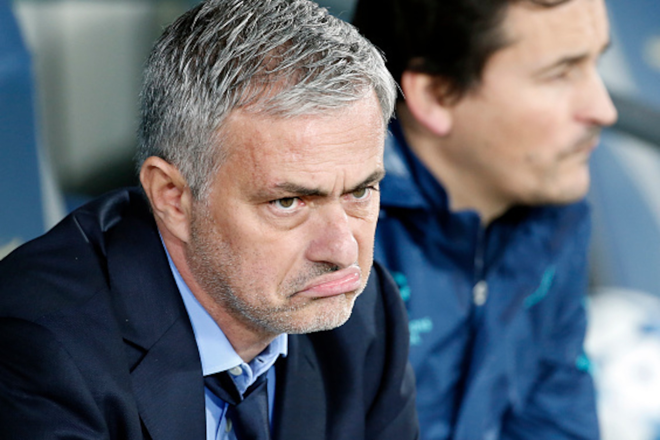 Chelsea's Portuguese Head Coach Jose Mourinho reacts during the UEFA champions league football between Maccabi Tel Aviv and Chelsea FC, at the Sammy Ofer Stadium in the Mediterranean coastal city of Haifa, on November 24, 2015.  / AFP / THOMAS COEX       