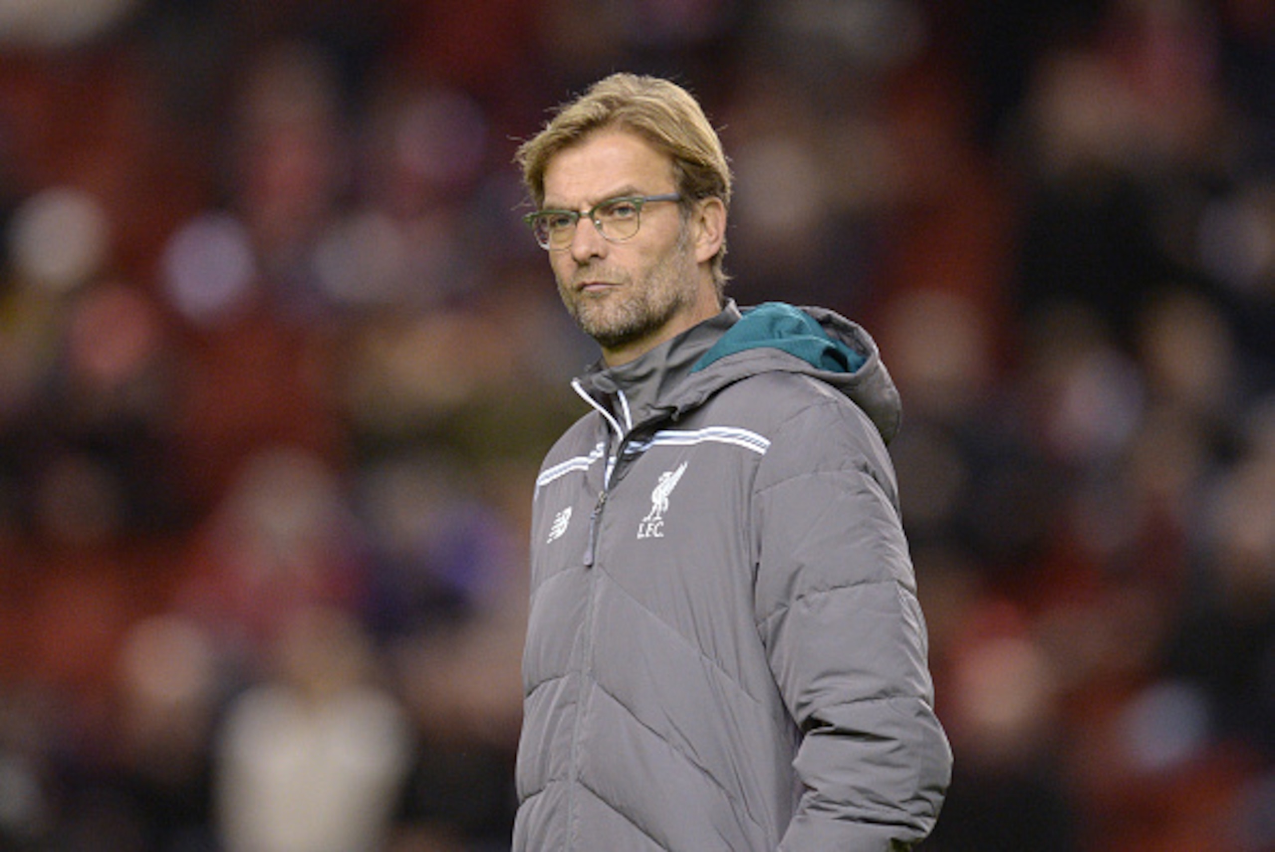 Liverpool's German manager Jurgen Klopp looks on before a UEFA Europa League group B football match between Liverpool and Bordeaux at Anfield in Liverpool, north west England, on November 26, 2015. AFP PHOTO / OLI SCARFF / AFP / OLI SCARFF        (Photo c