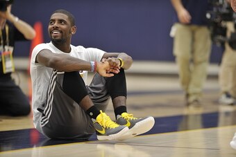 INDEPENDENCE, OH - OCTOBER 1: Kyrie Irving #2 of the Cleveland Cavaliers during practice at The Cleveland Clinic Courts on October 1, 2015 in Independence, Ohio. NOTE TO USER: User expressly acknowledges and agrees that, by downloading and/or using this P