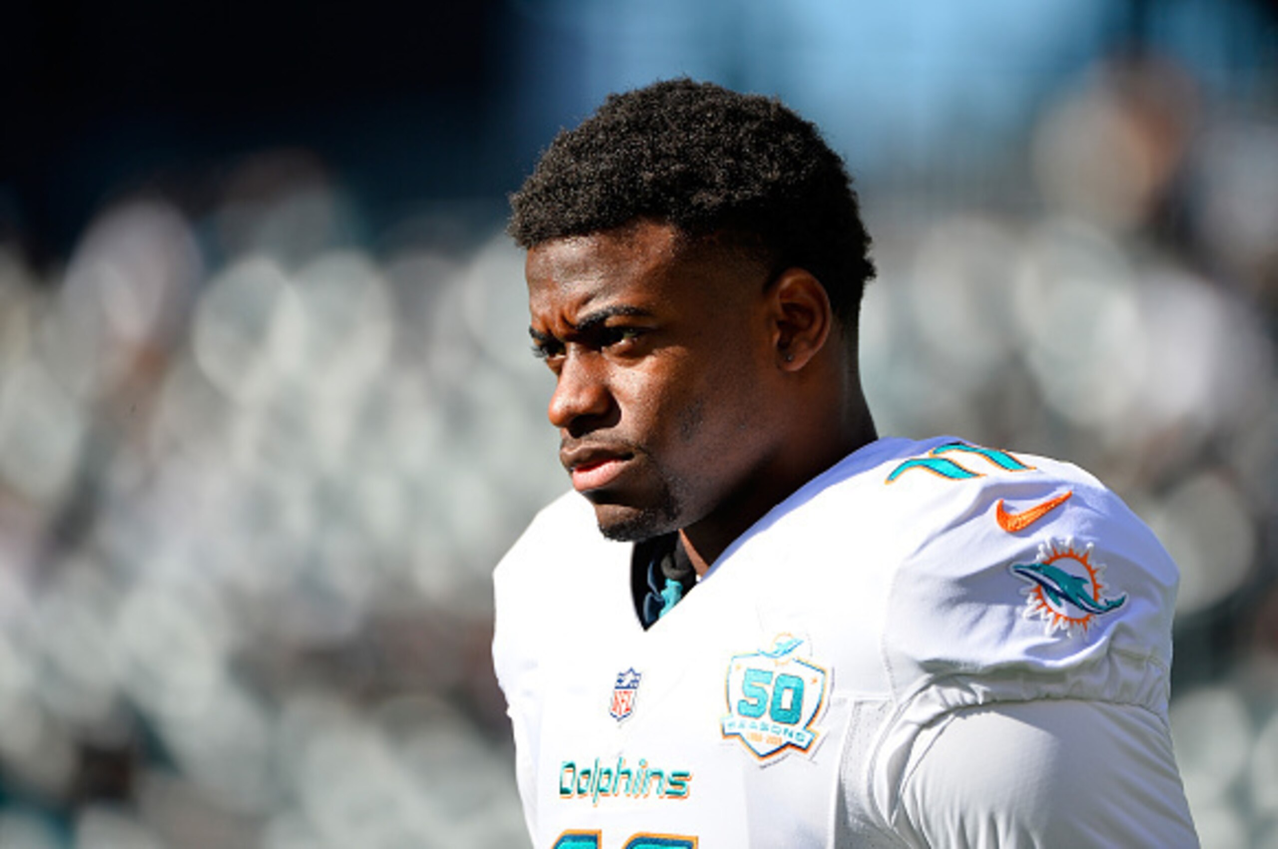 PHILADELPHIA, PA - NOVEMBER 15: DeVante Parker #11 of the Miami Dolphins looks on during warm-ups before taking on the Philadelphia Eagles at Lincoln Financial Field on November 15, 2015 in Philadelphia, Pennsylvania.  (Photo by Alex Goodlett/Getty Images