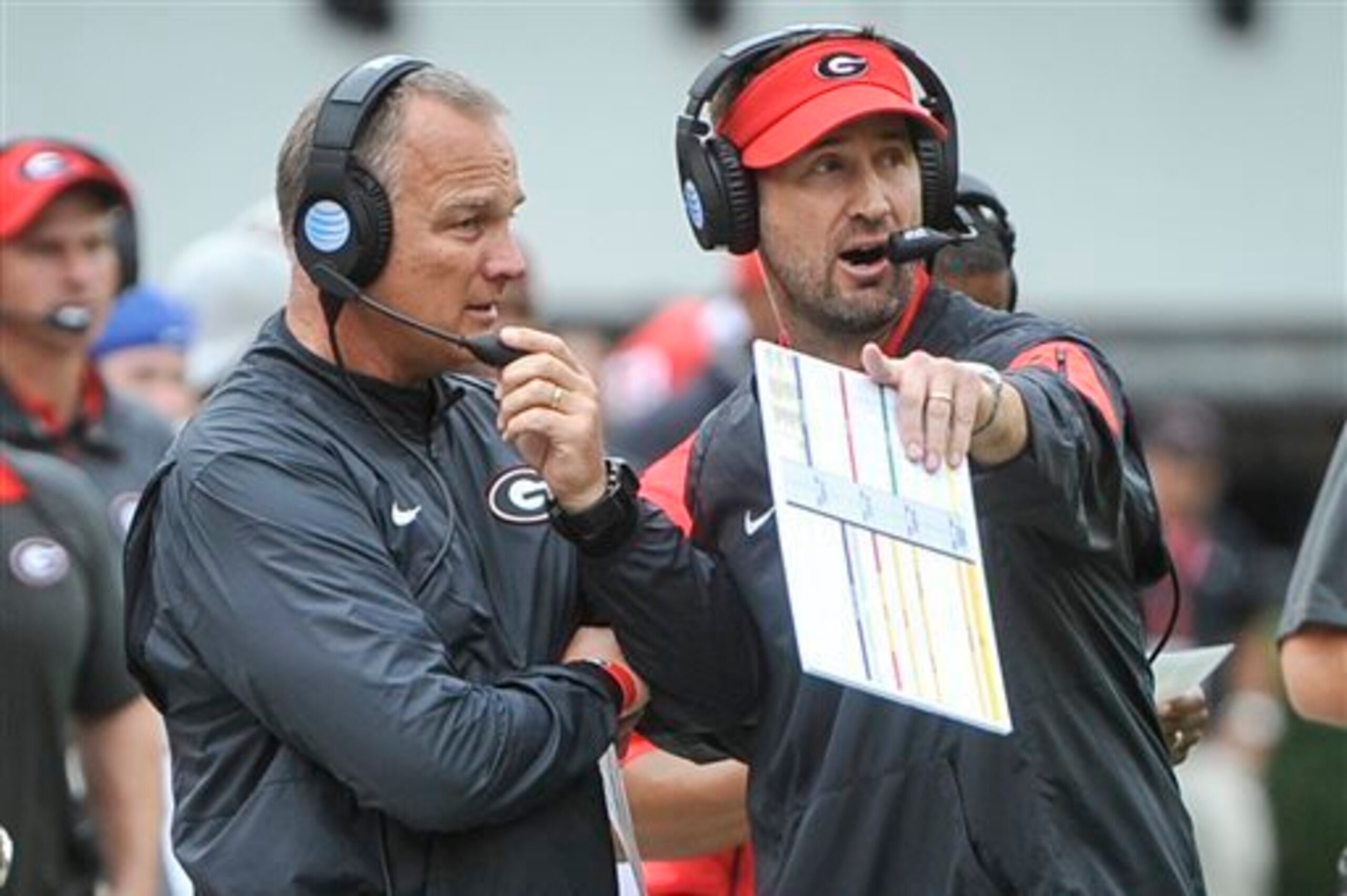 Georgia HC Mark Richt and OC Brian Schottenheimer Georgia HC Mark Richt and OC Brian Schottenheimer