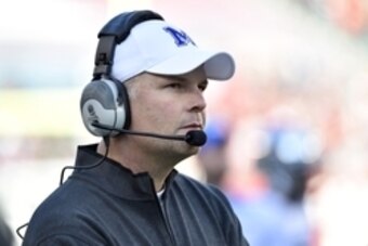 Nov 21, 2015; Philadelphia, PA, USA; Memphis Tigers head coach Justin Fuente looks on against the Temple Owls at Lincoln Financial Field. The Temple Owls won 31-12. Mandatory Credit: Derik Hamilton-USA TODAY Sports