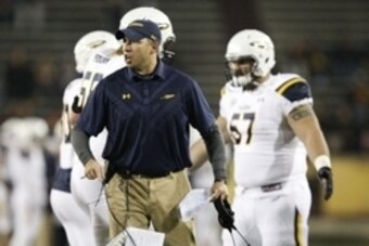 Nov 10, 2015; Mount Pleasant, MI, USA; Toledo Rockets head coach Matt Campbell yells at a player during the first quarter against the Central Michigan Chippewas at Kelly/Shorts Stadium. Mandatory Credit: Raj Mehta-USA TODAY Sports