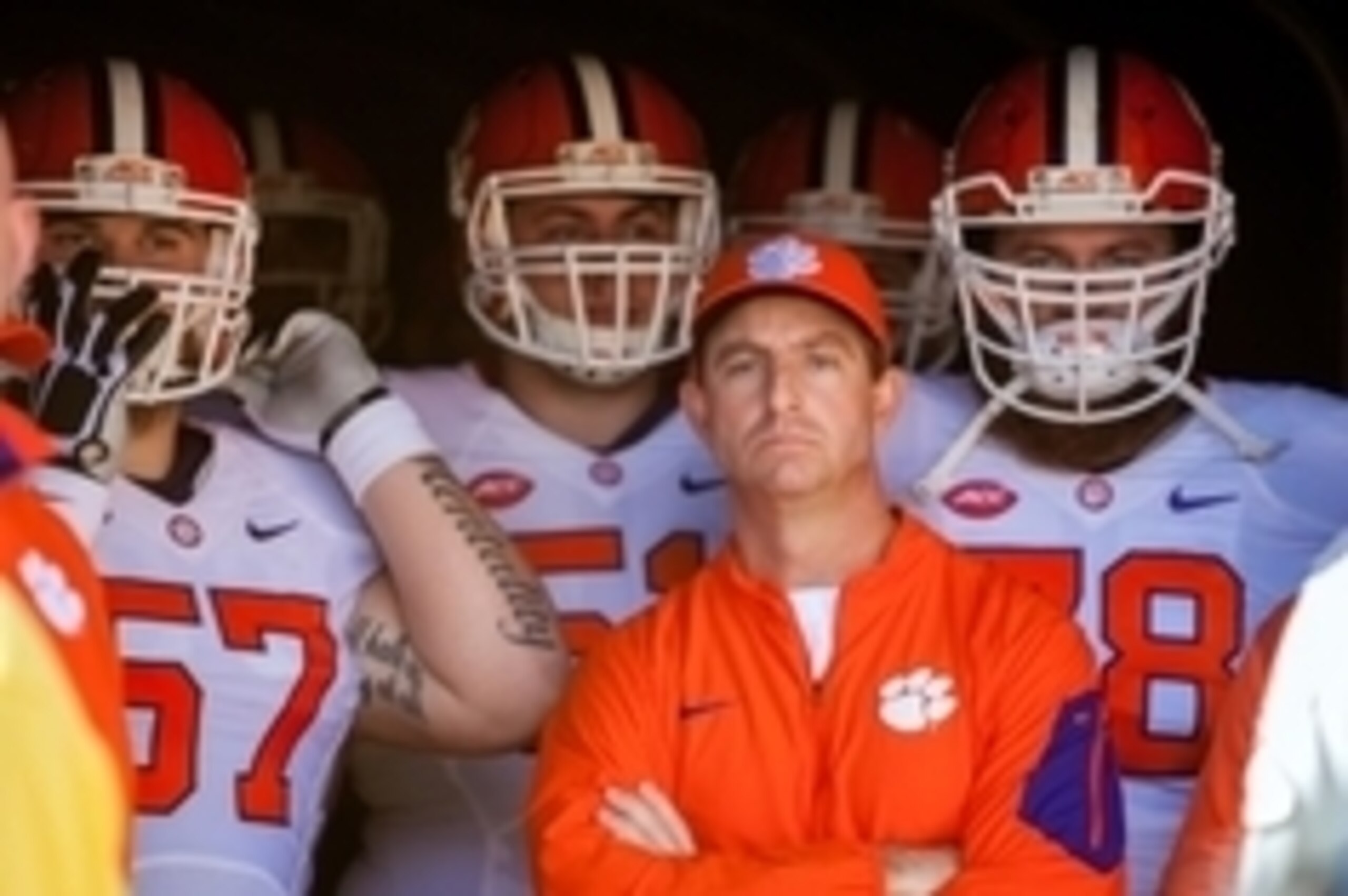 Nov 28, 2015; Columbia, SC, USA; Clemson Tigers head coach Dabo Swinney prepares to enter the field against the South Carolina Gamecocks game at Williams-Brice Stadium. Mandatory Credit: Jeff Blake-USA TODAY Sports
