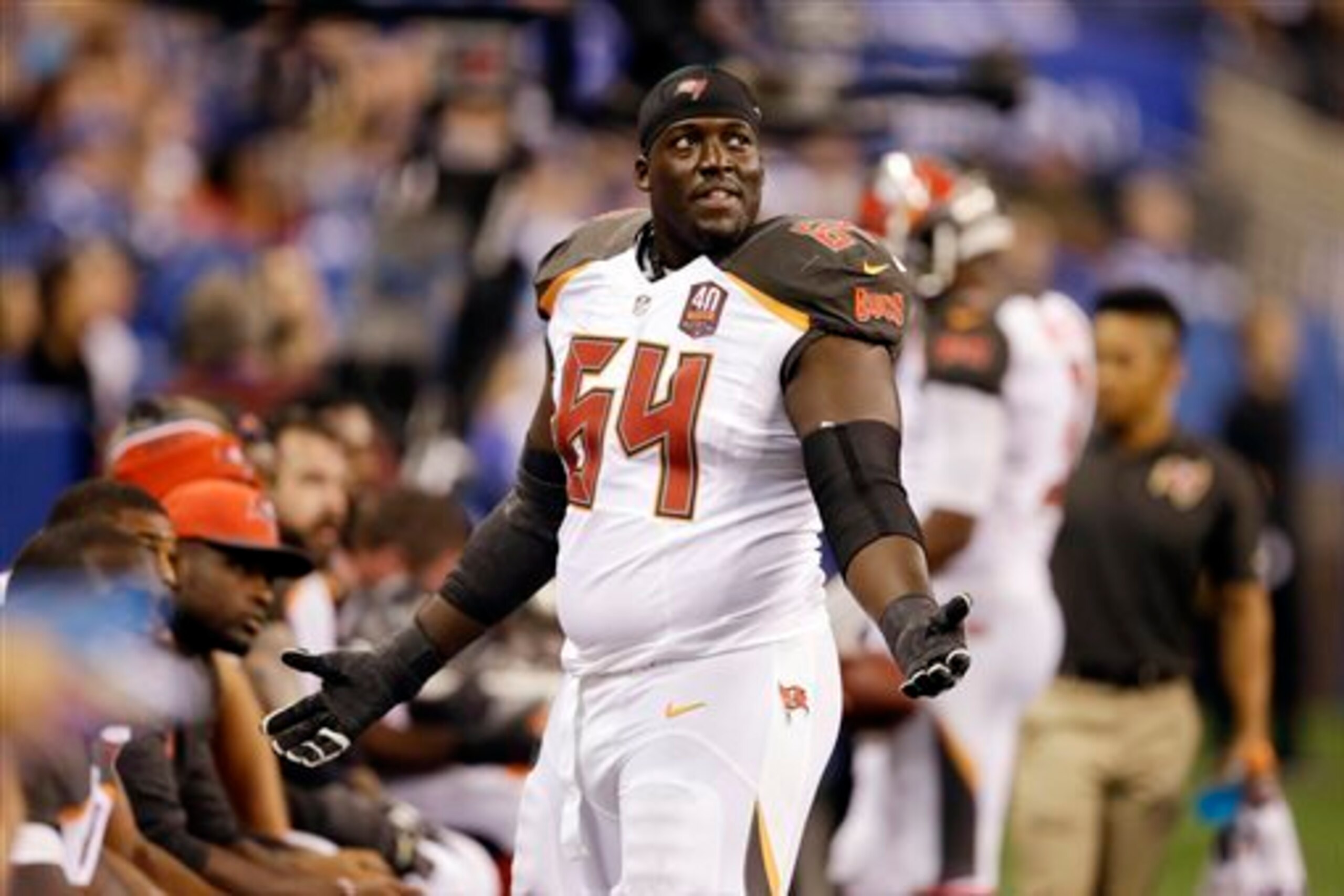 Reserve lineman Kevin Pamphile clearly took issue with his holding penalty, which nullified a touchdown.