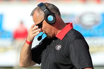JACKSONVILLE, FL - OCTOBER 31:  Head coach Mark Richt of the Georgia Bulldogs watches the action during the game against the Florida Gators at EverBank Field on October 31, 2015 in Jacksonville, Florida.  (Photo by Sam Greenwood/Getty Images)