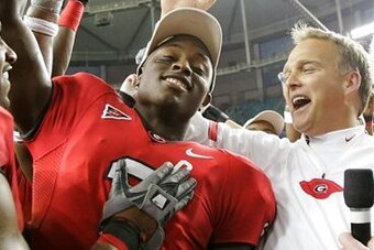 Former Georgia QB D.J. Shockley (left) and former Georgia head coach Mark Richt (right)